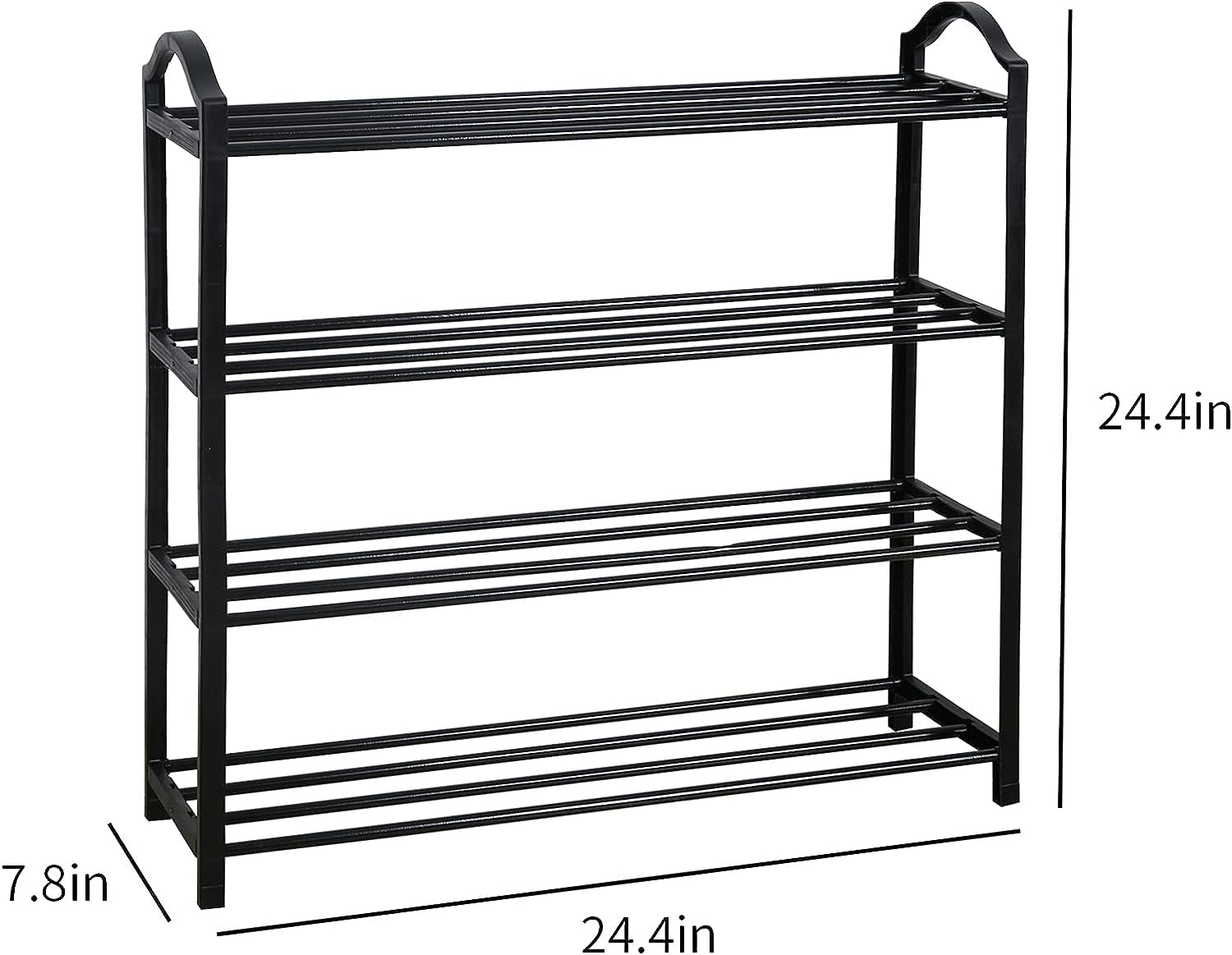 ZOES HOMEWARE 4 Tier Metal Shoe Rack Freestanding Shoe Organizer 1216