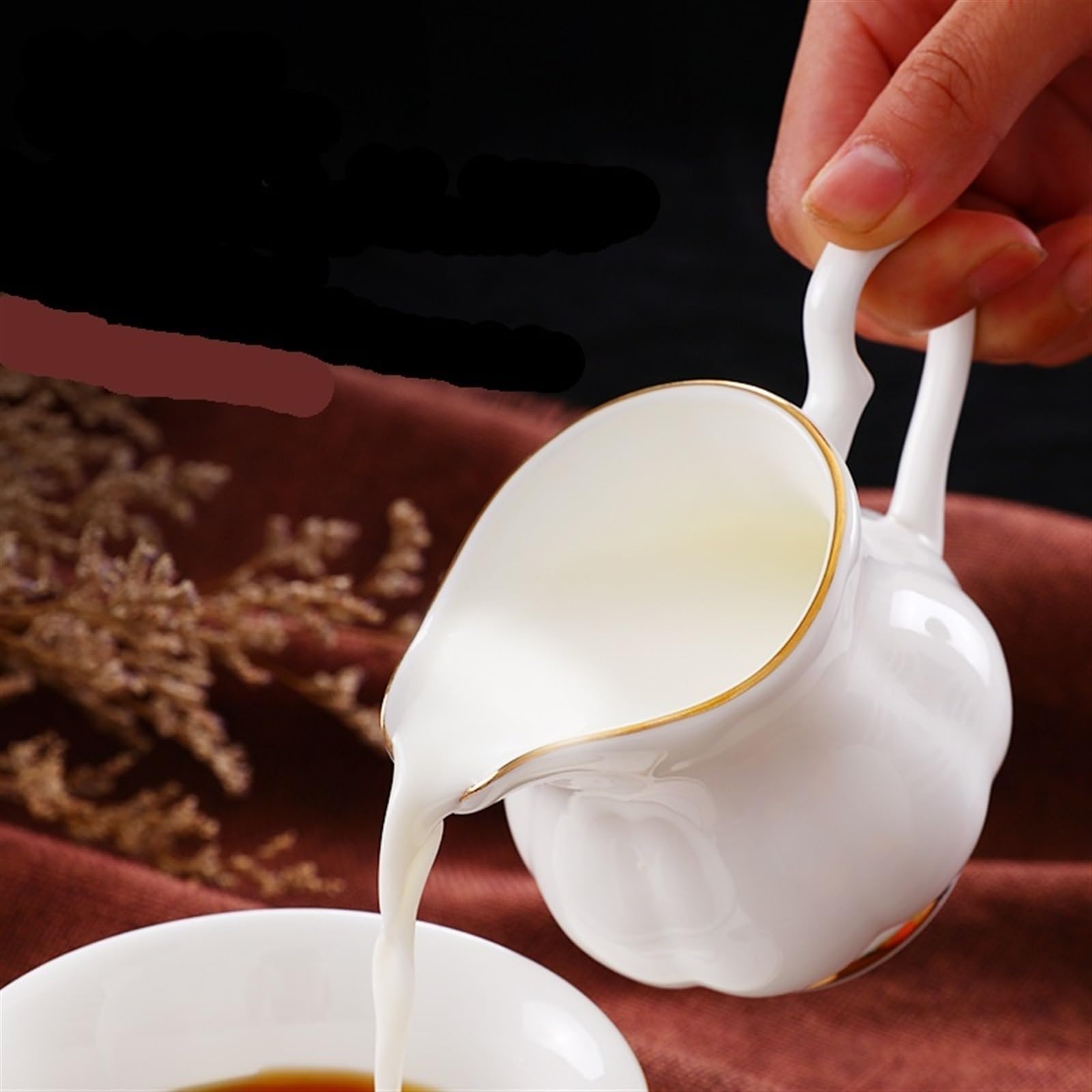 MRKU Pot à Lait, saucière, Tasse à Eau, pichet, Distributeur de crème et de café, sucrier avec poignée, 300 ML, en céramique, pour vinaigrettes, bouillons