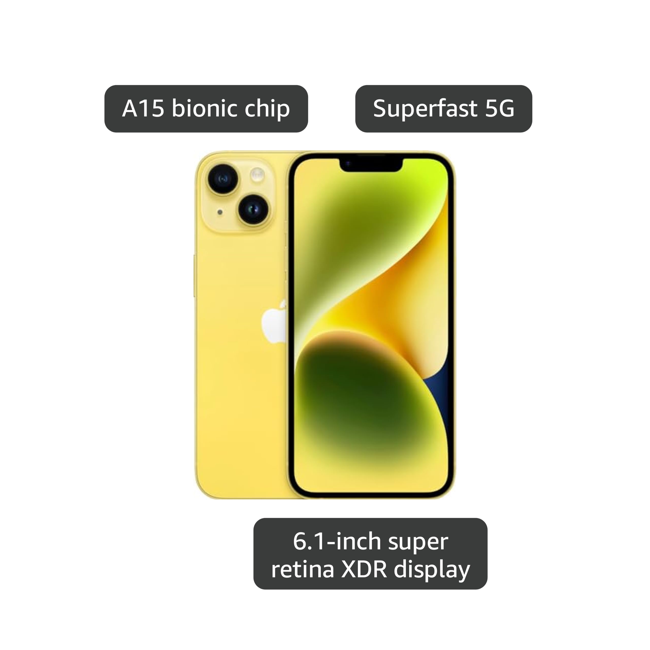 Amazon.com: Apple iPhone 14,128GB,黃色- Verizon (翻新) : 手機和配件