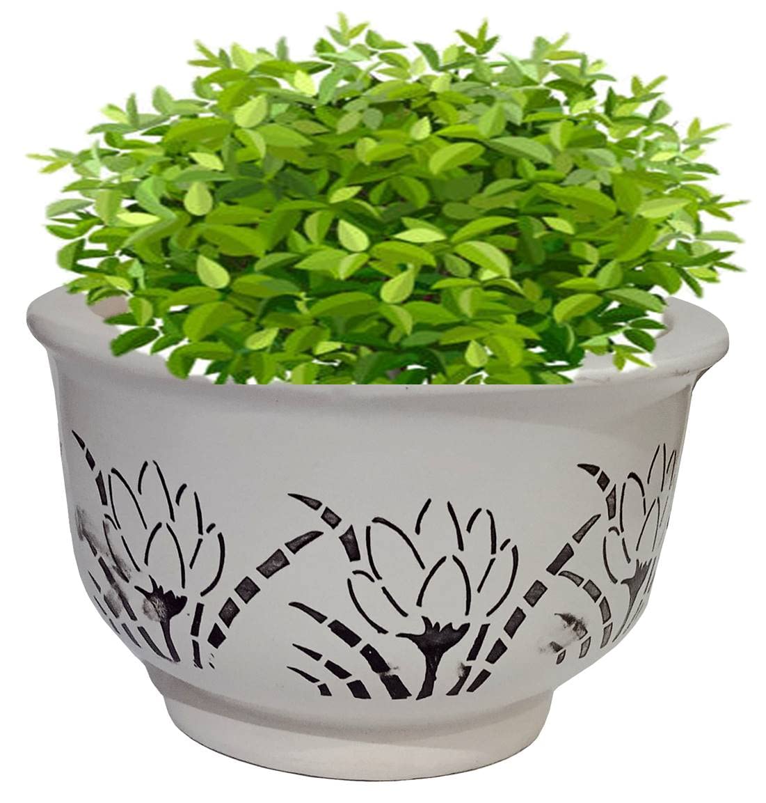 Purpledip Ceramic Planter Bowl: Indoor Outdoor Table Flower Pot (12552)