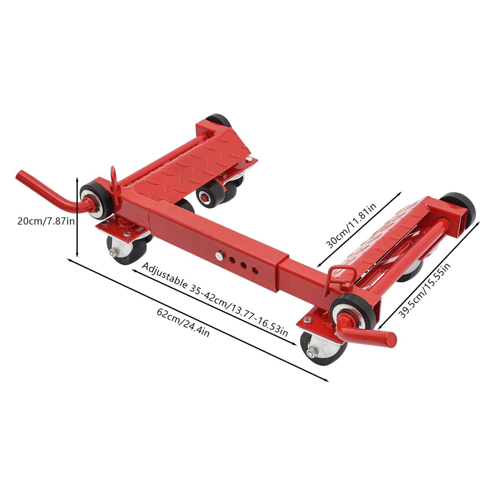 Heavy Duty Wheel Dolly, Plataforma rodante para mover coches, 1T de capacidad, Plataforma rodante ajustable para mover coches con rueda de protección del suelo, Herramientas de remolque de acero(Red)