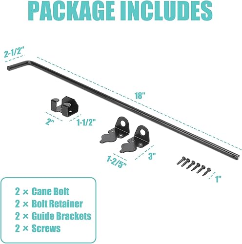 Miniatura 2 de Puerta de perno de caña resistente de 18 pulgadas, herrajes para puerta de acero sólido, cierre de valla de madera para puertas, puertas de metal