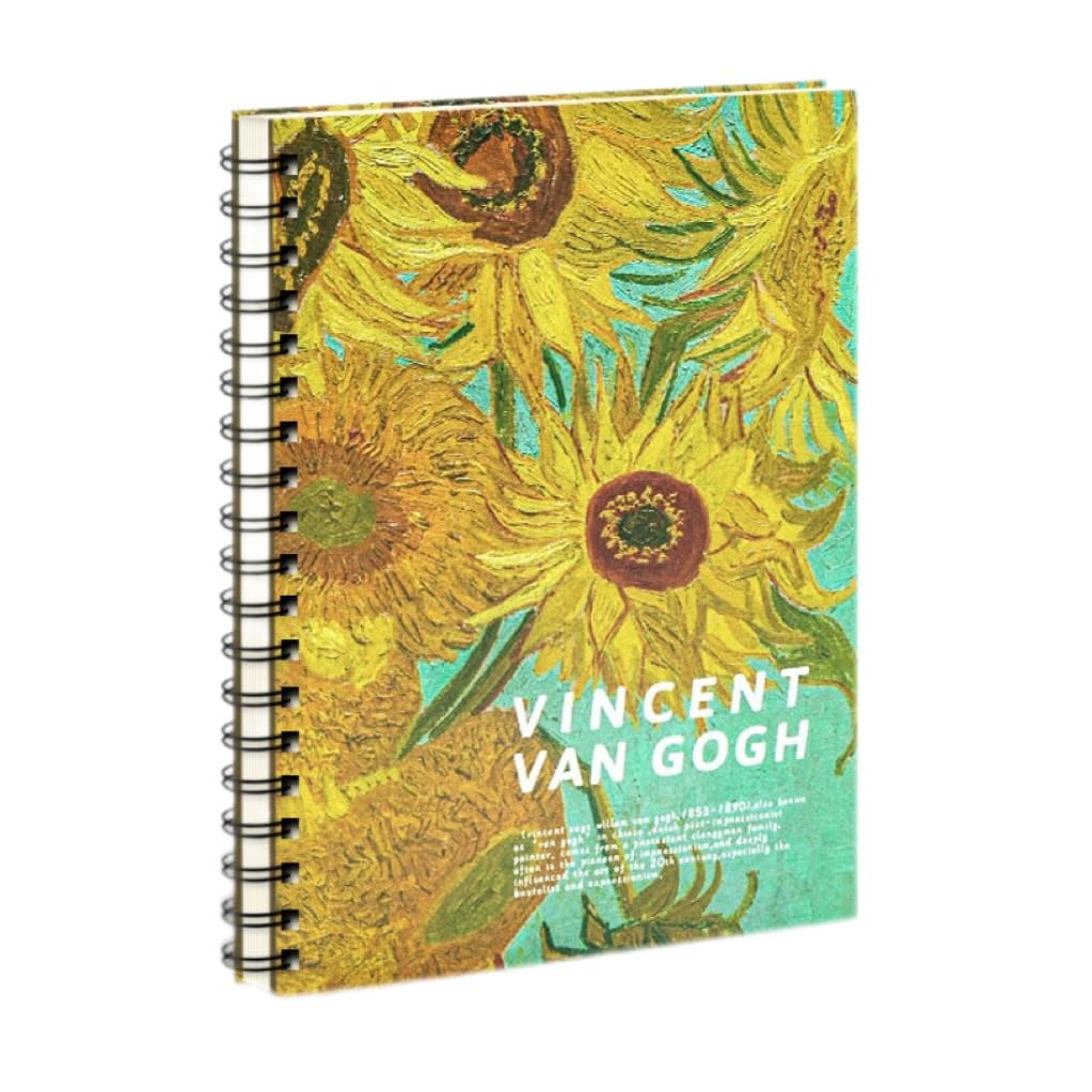 MisHarb Sketchbook, 16K Sunflower Pattern Sketch Book, Acid Free Thickened Spiral Bound Dual Wire-O Bound Drawing Book, Art Book, Chart Paper, Chart Sketch Pad (60 Sheets/Book, 110 g)
