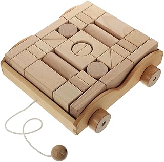 Gogogmee 1 Conjunto Pequeno Bloco De Construção Trailer Kidcraft Playset Blocos De Construção Para Crianças Blocos Educativos De Madeira Brinquedos Educativos Para Crianças Sem Placa De