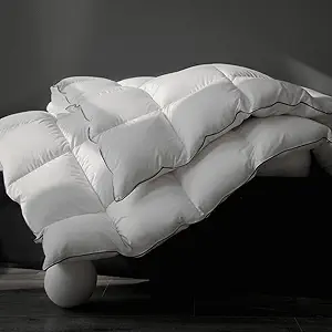 Down Fiber Comforter King Size, Premium Fluffy Down Duvet Insert, Lightweight All Season Warm, Hotel Comforter 90x106 Inches