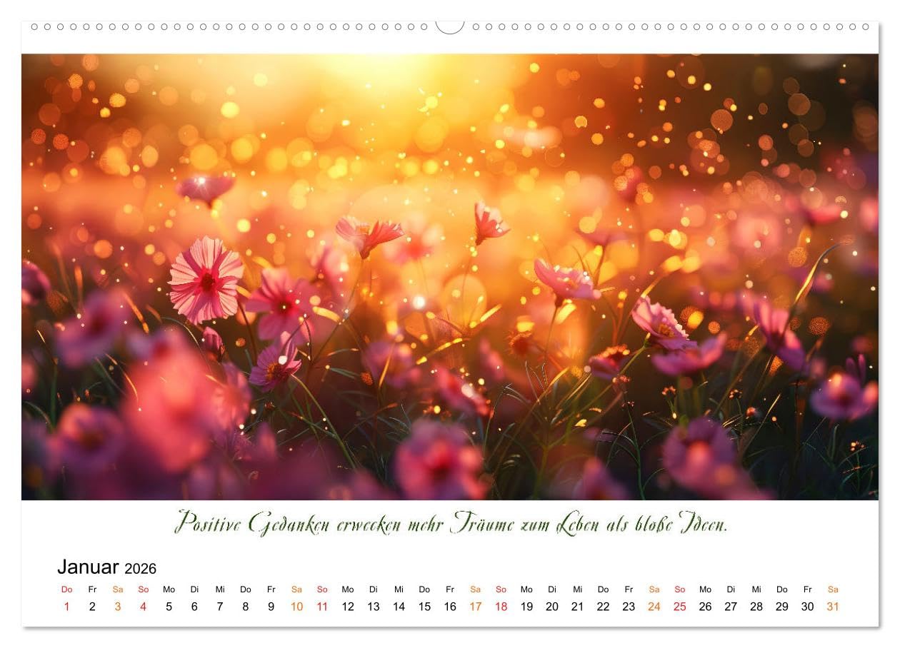 Freu Dich Motivations-Kalender (hochwertiger Premium Wandkalender 2026 DIN A2 quer), Kunstdruck in Hochglanz: Blumen und Positivität, Inspiration und Lebensfreude. (CALVENDO Menschen)