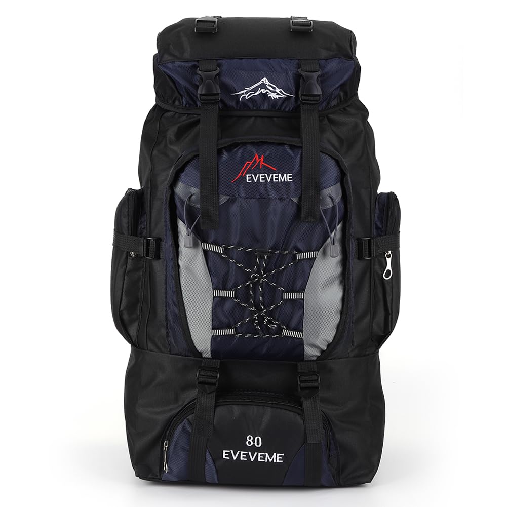 HTU 80L Mountaineering Backpack Large Capacity Trekking Backpack Adjustable Strap Mountain Climbing Rucksack for Outdoor Sports