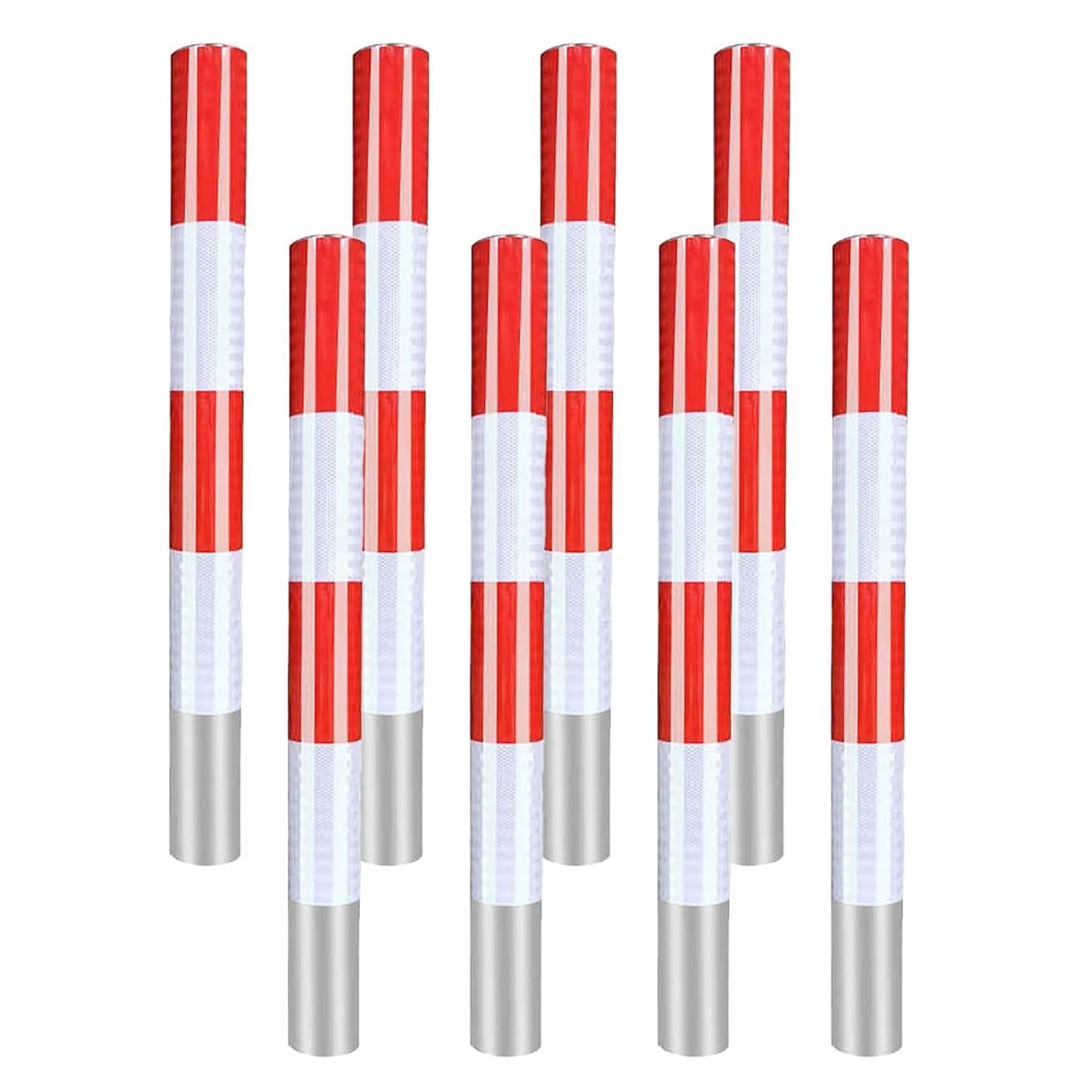 GHHVFEC Rustproof Waterproof Traffic Bollards with Reflective Strips8 Pack Parking Barriers for Driveway Security Traffic Control and Safety in Restricted Areas