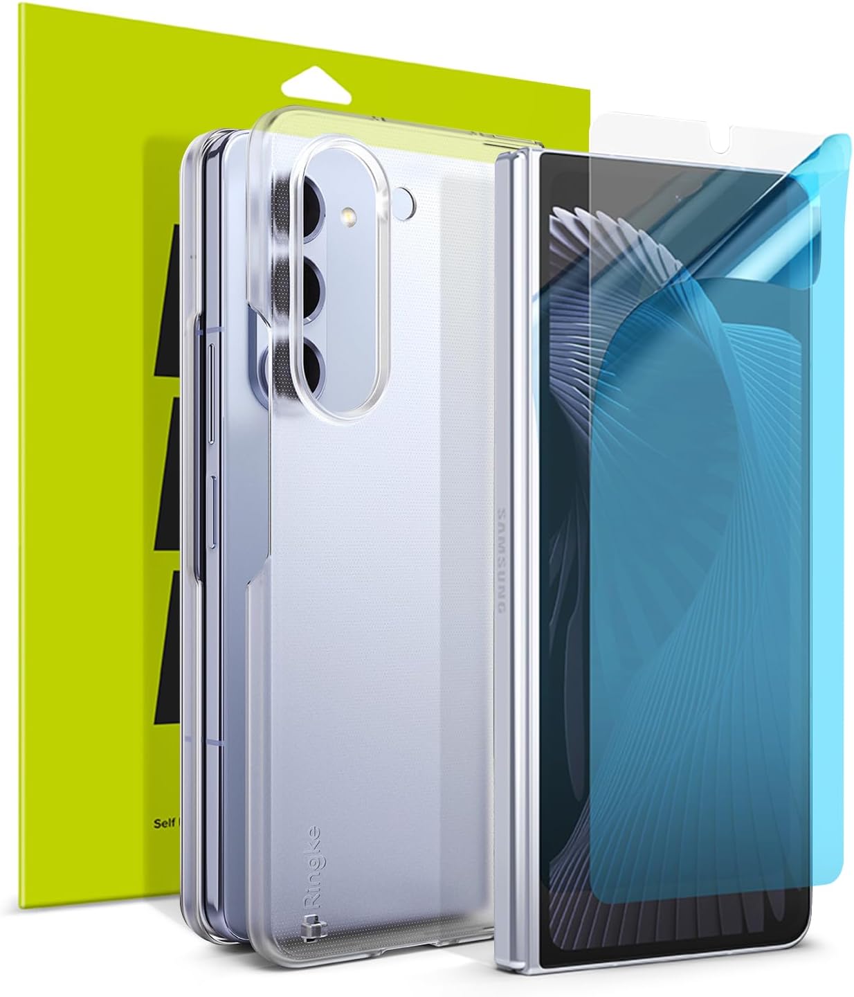 Ringke Slim Case Compatible with Samsung Galaxy Z Fold 5 [Matte Clear] + Dual Easy Film Compatible with Samsung Galaxy Z Fold 5