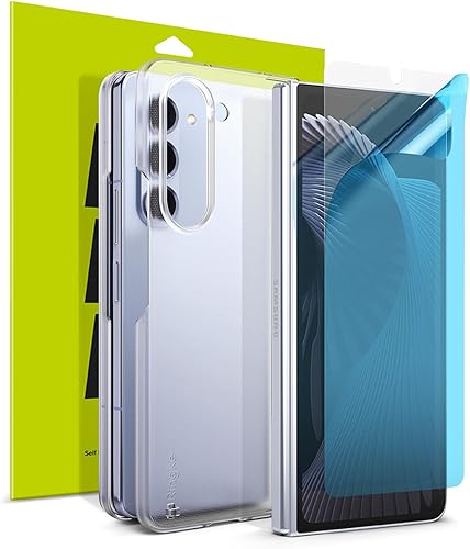 Ringke Funda delgada compatible con Samsung Galaxy Z Fold 5 [transparente mate] + doble película fácil compatible con Samsung Galaxy Z Fold 5