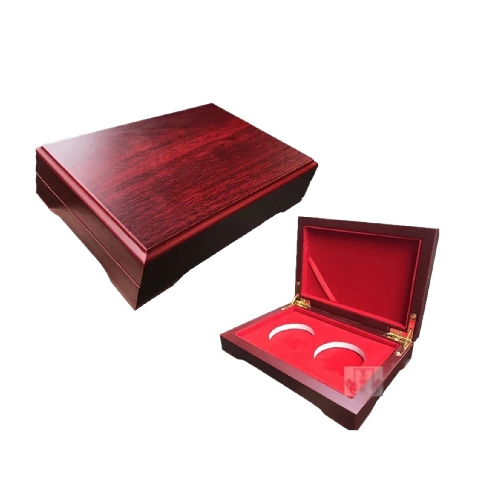 ZythrXLate Wooden Coin Collection Box Red Wood Style 2 Coins Display Box Case for Slab Certified Storage Boxes Jewelry Home Organization for Coin Collectors