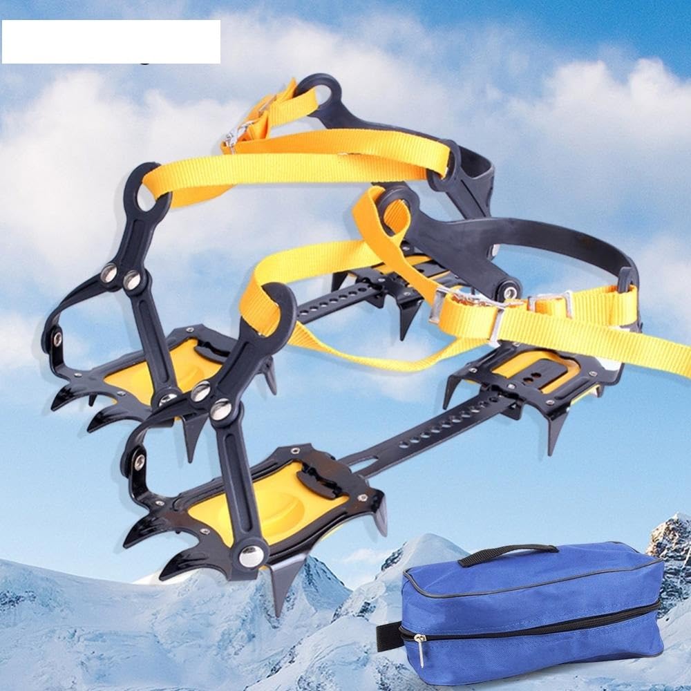 Ramponi 1 Paio di ramponi da Ghiaccio in Acciaio Inossidabile a 10 Denti, ramponi da Alpinismo Regolabili con Borsa for Il Trasporto for Escursionismo, Arrampicata, Pesca, Jogging