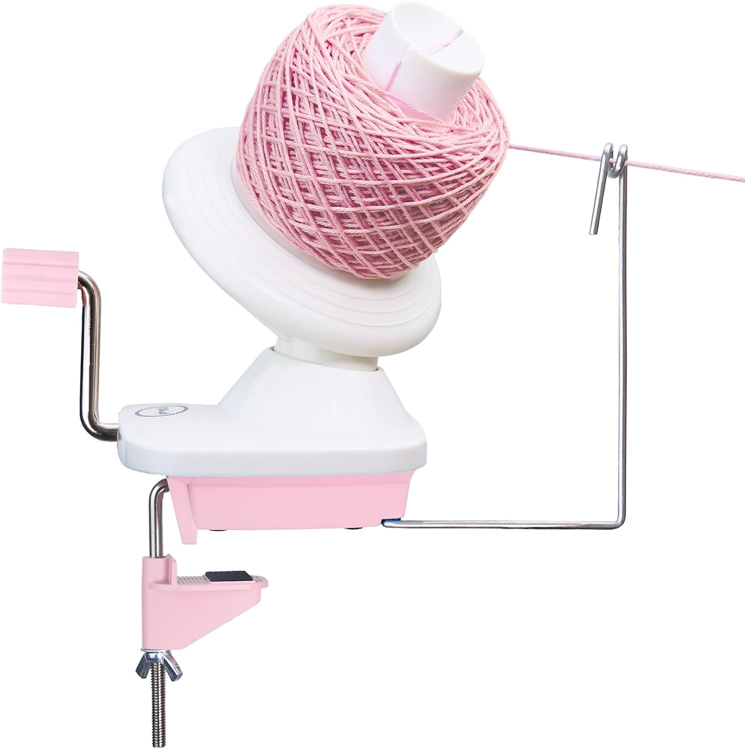 Olikraft Manual Yarn Winder | Yarn Ball Winder, Roller, Baller Crochet Spinner for Crocheting | Clamp for 1 3/4" Surfaces | Create Cakes up to 4oz Manual Yarn Winder Only Pink