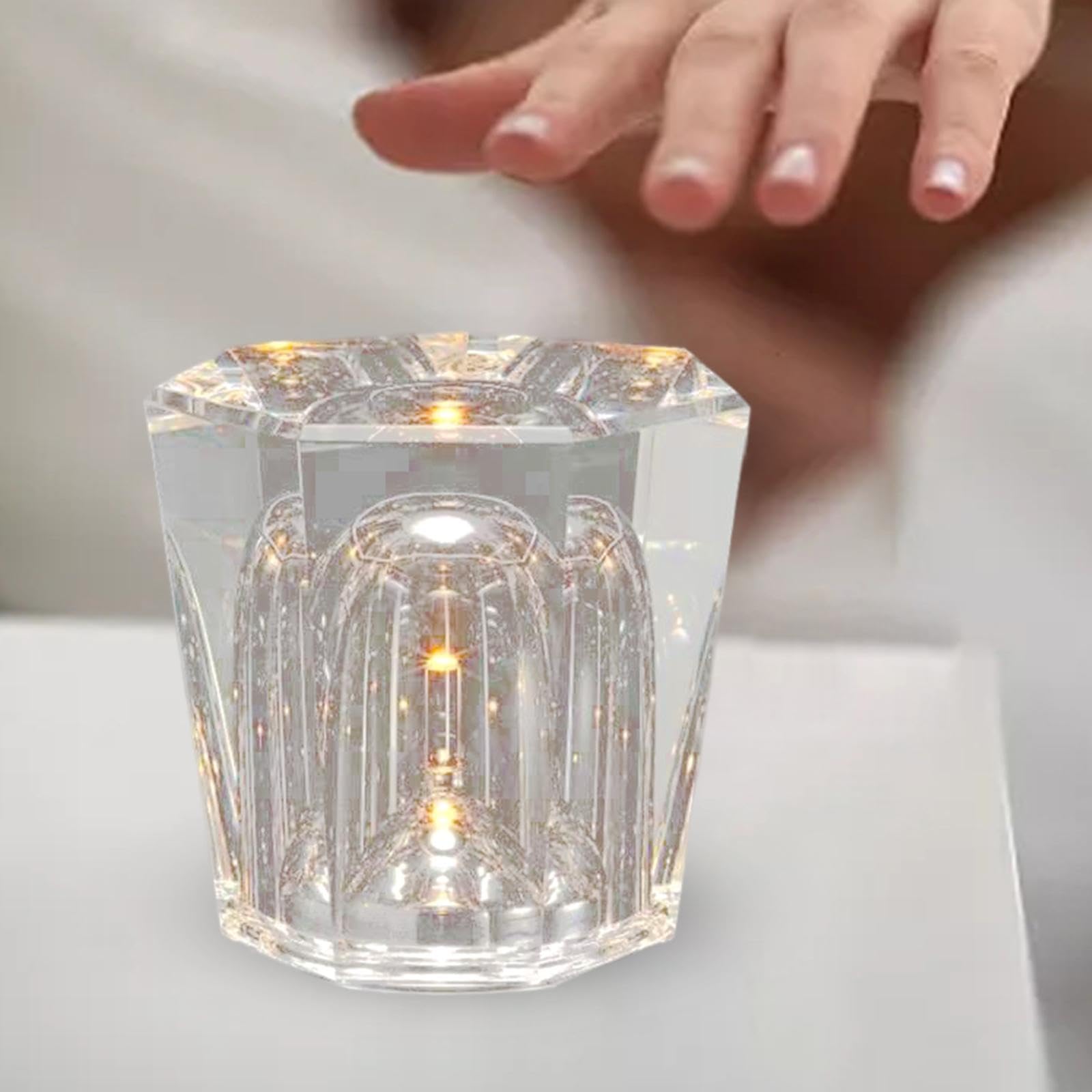 Fenteer Lampada da Tavolo con Luce Notturna, Lampada da Tavolo con Illuminazione Ambientale, Lampada da Tavolo con Cristallo, Lampada da Tavolo per Inaugurazi, Stile a