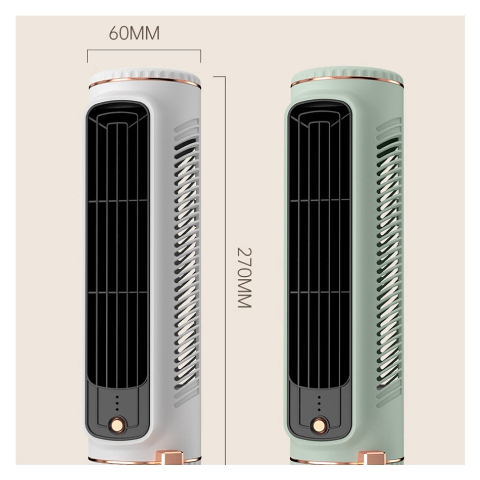 Piccolo Ventilatore a Torre Senza Foglie, Ricarica USB da Tavolo, Ventilatore Elettrico Verticale Portatile per Uso Domestico, a Basso Rumore, per Studenti, Ufficio, Facile da Usare (Verde)