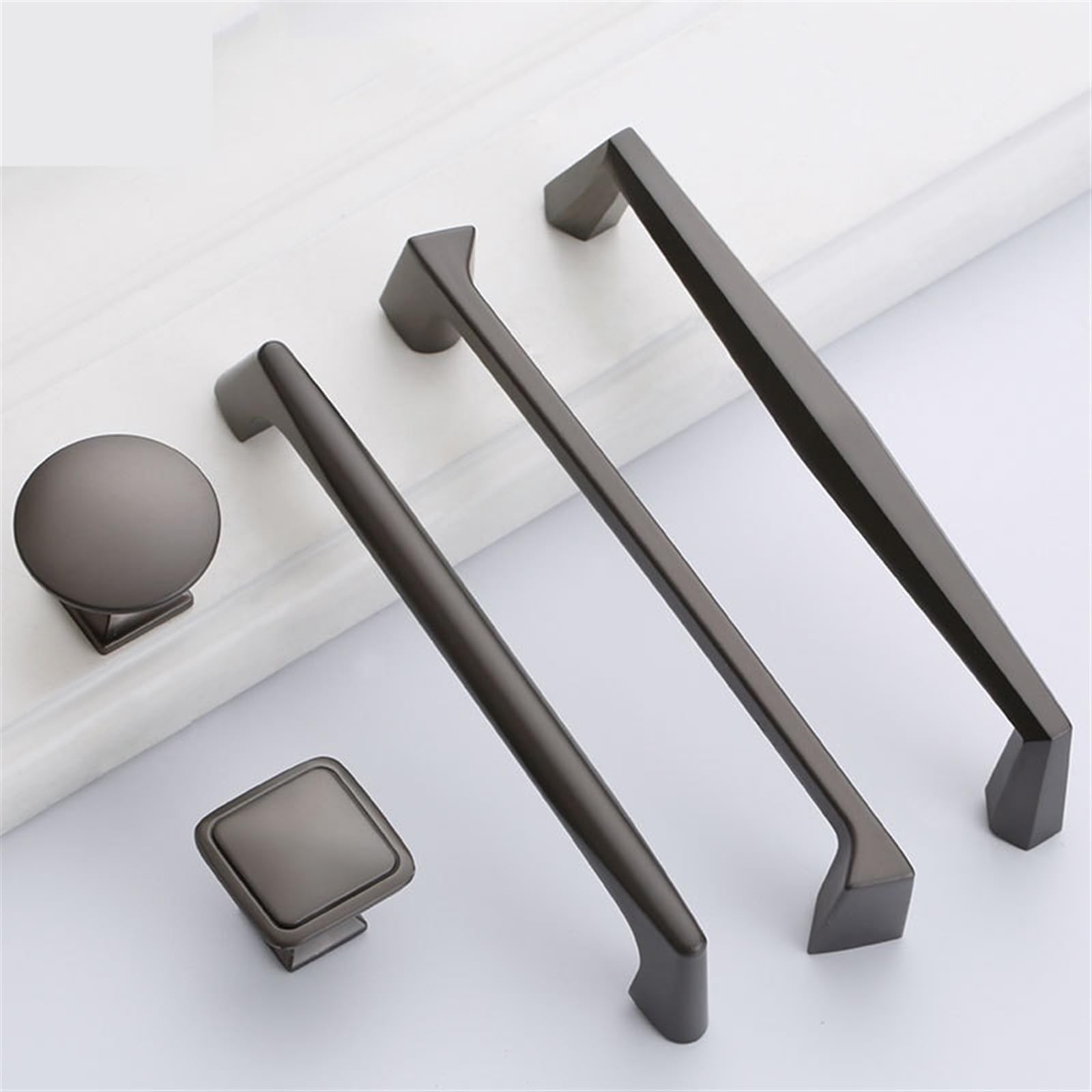 DFLPBHAV Furniture Cabinet Hardware Door Handle Zinc Alloy Pearl Black Push Pull Handles Interior Door 1Pcs(6220-128mm)