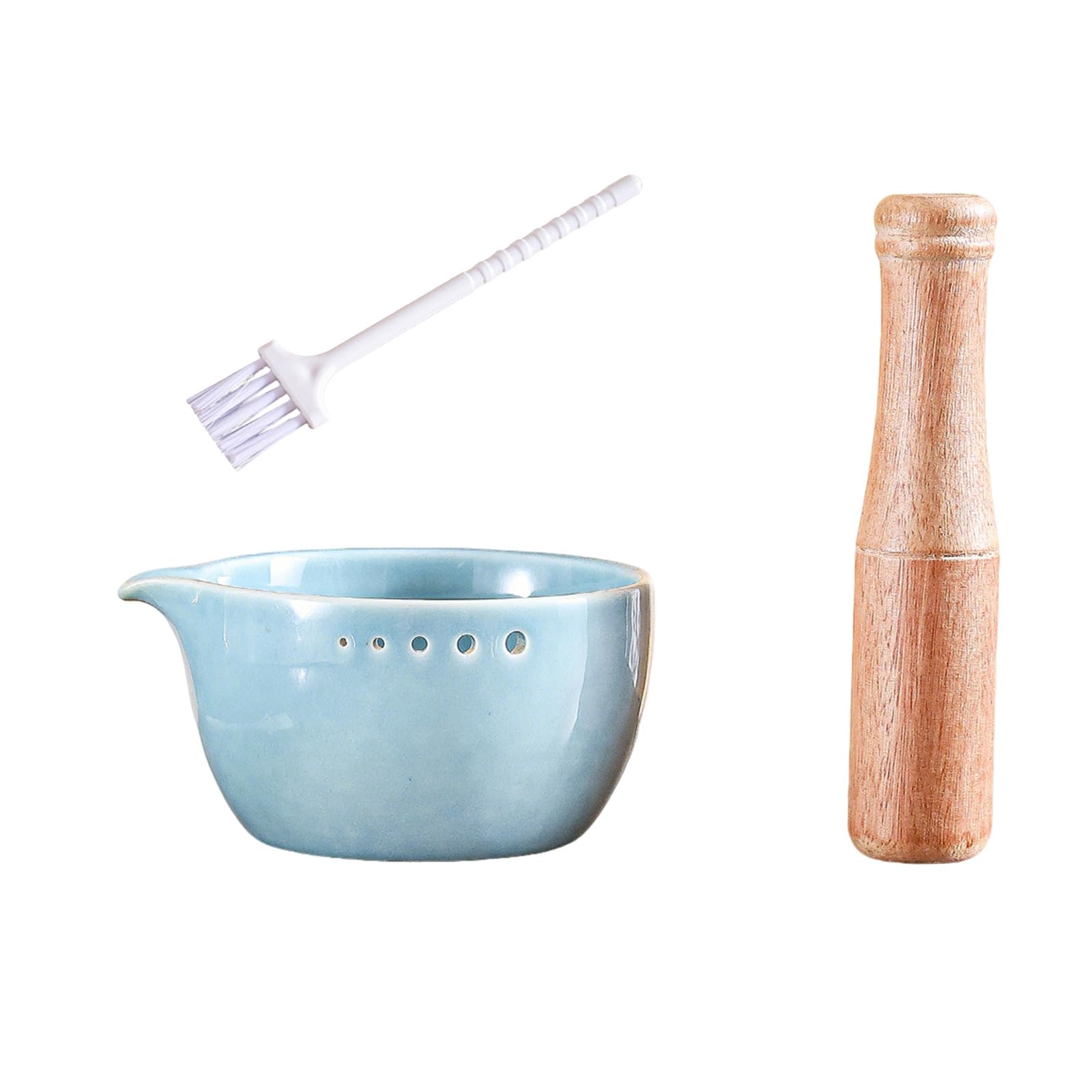 HDOYTXXM Ceramic Garlic Mincer and Leaves Separator Bowl with Different Round Hole Size Kitchen Gadget for Remover Leaves Separator