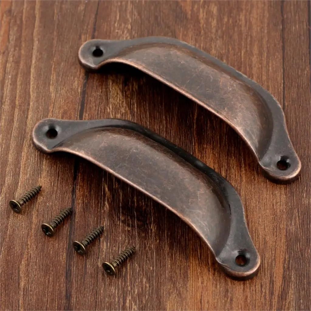 ZHAOXOZ 2Pcs Cabinet Drawer Handles Antique Cupboard Furniture Bedroom Wardrobe Closet Dresser Shell Pull with Screws(Corlor B)