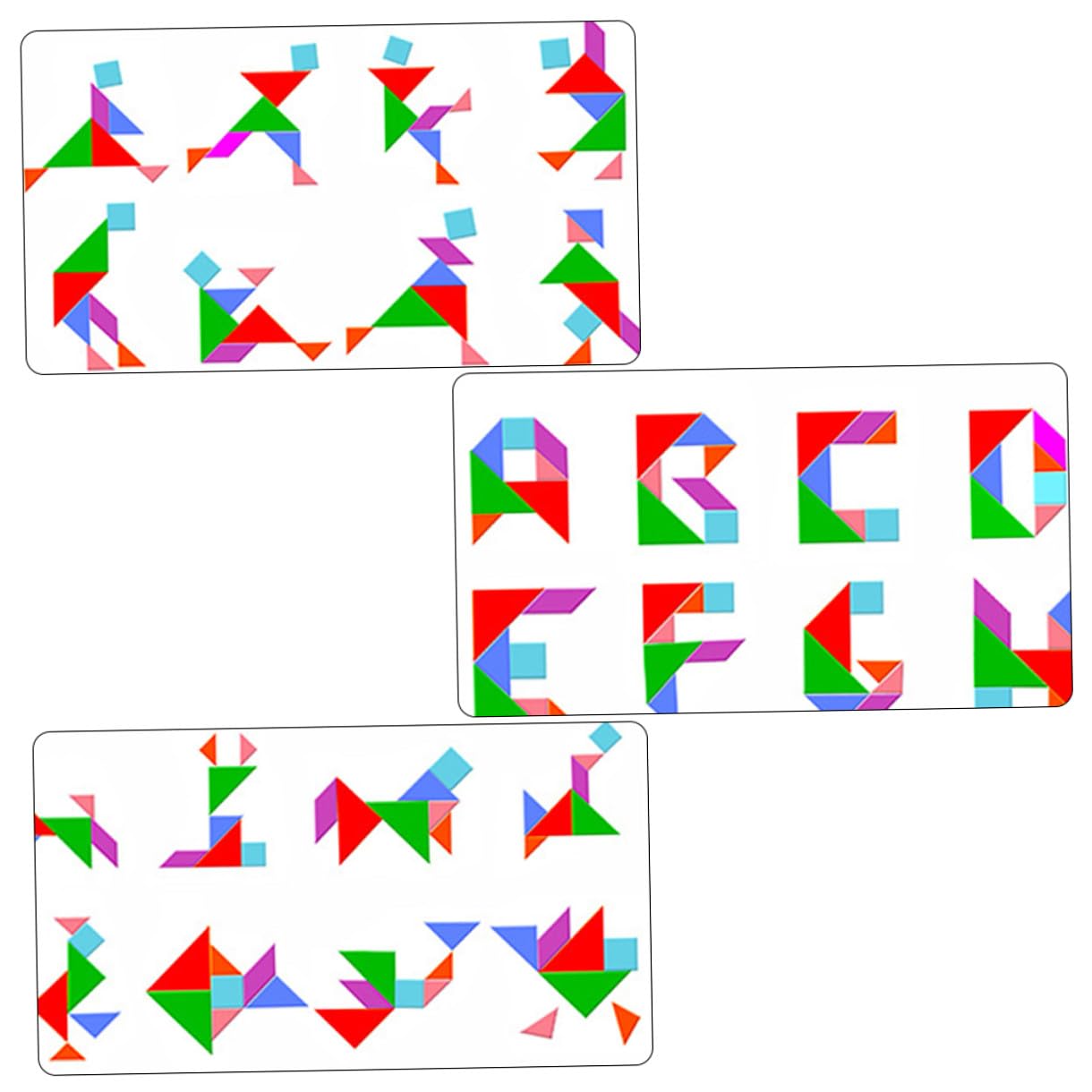 ifundom Jeu de Puzzle Tangram en Bois pour Garçon et Filles, Éducatif en Bois Naturel, 1 Coffret en Fer Cartes, Stimulation Créativité et Apprentissage Géométrie, pour Développement