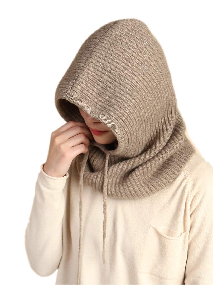 Sciarpa con Cappuccio balaclava in 100% Cashmere – Morbido Scaldacollo Loop con Cappuccio per Donna e Uomo