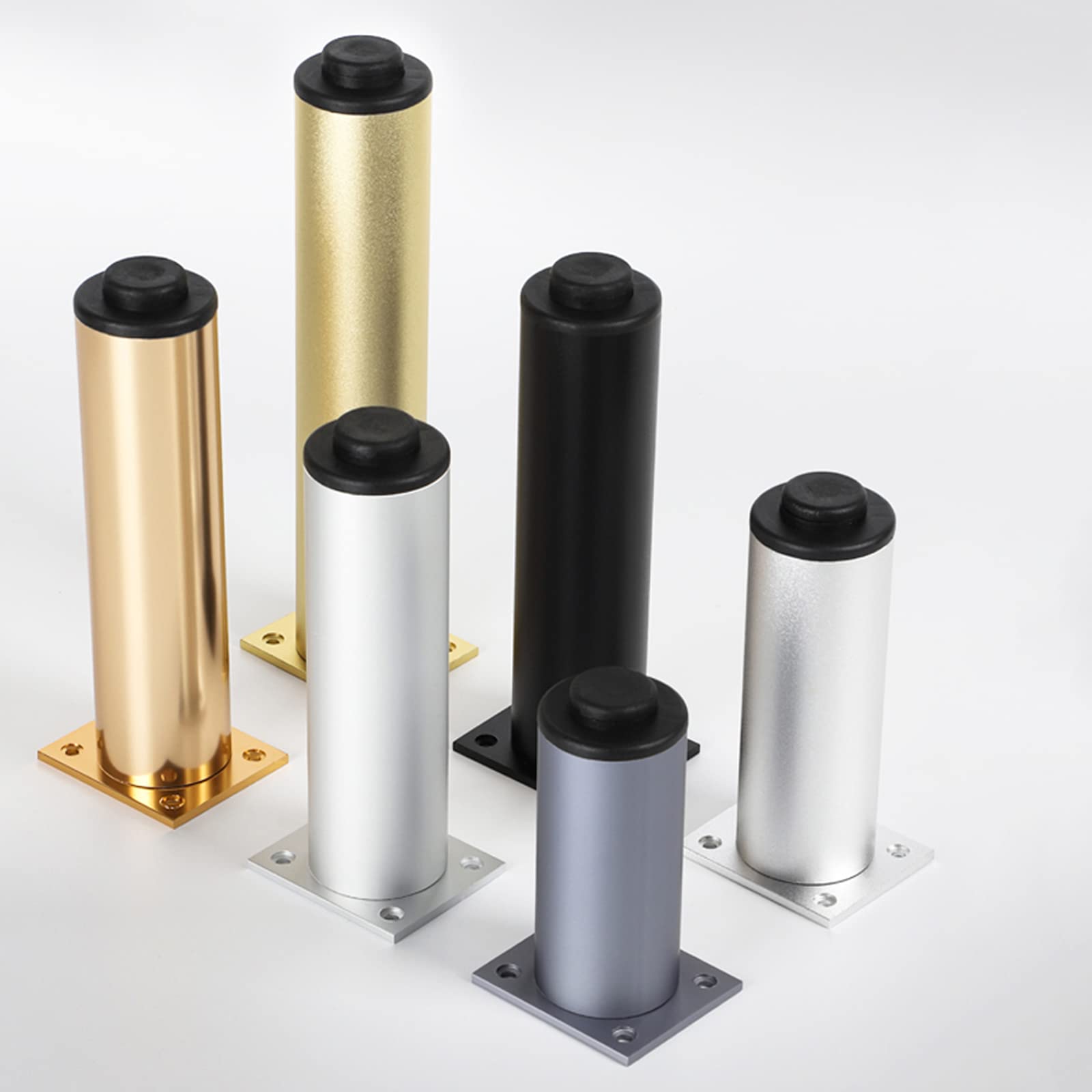 Set van 4 verstelbare aluminium meubels verhoger poten voor tafel bed kasten in hoogte verstelbare poten met schroeven vervanging bank bank keuken planken voeten 12cm/4,7 inch aluminium poten