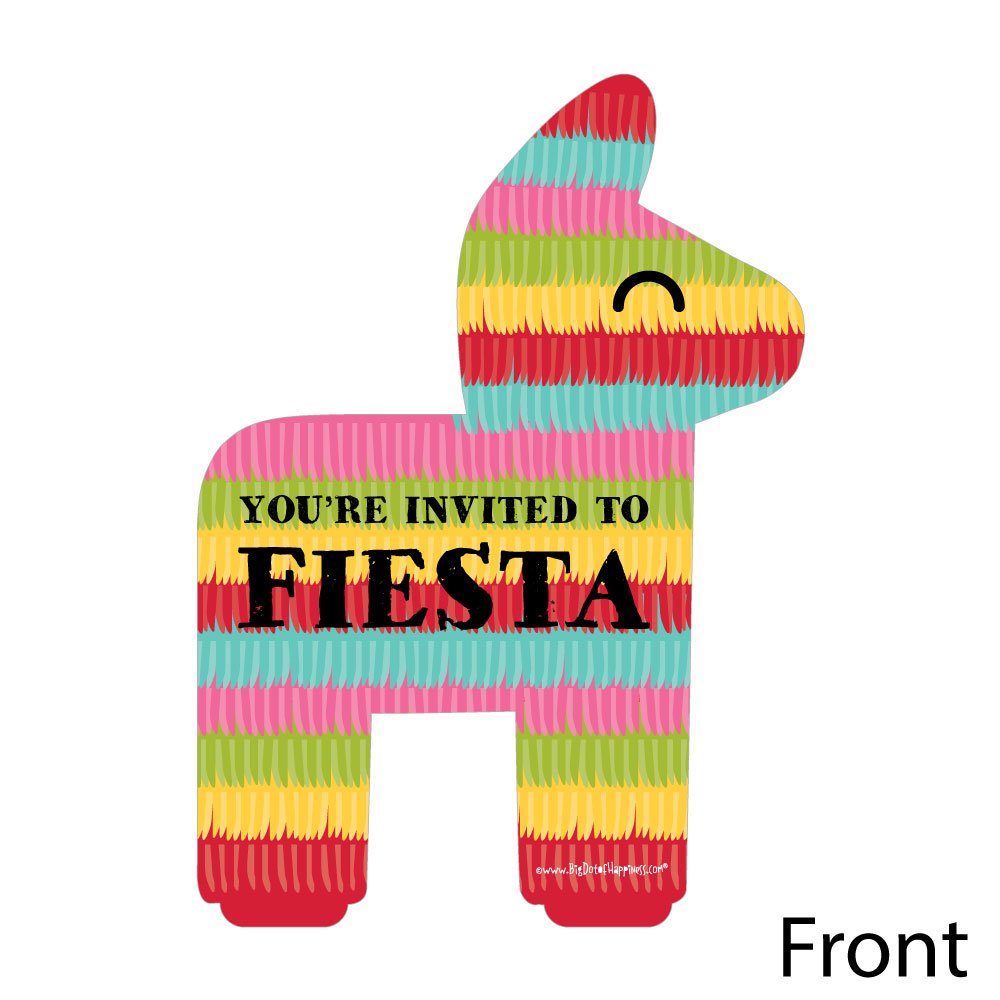 Big Dot of Happiness Let's Fiesta - Shaped Fill-In Invitations - Mexican Fiesta Invitation Cards with Envelopes - Set of 12