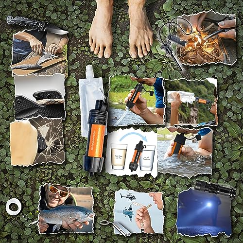 WONCROW ® Kit de Supervivencia + Primeros Auxilios + Mochila Militar - Equipada con Accesorios Multifuncionales para Senderismo Camping Desastres Filtro Agua Gadgets Originales Survival Profesional - imagen 4