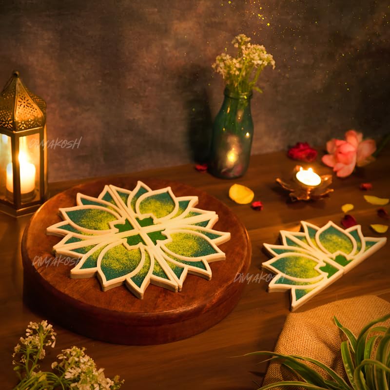 Image of Divyakosh Rangoli Making Stencils Mat, Rangoli Size - 11 Inch| Diwali Decoration Items for Home Dcor| Rangoli Stencils, Rangoli Mats for Decoration| Reusable Rangoli Stencils