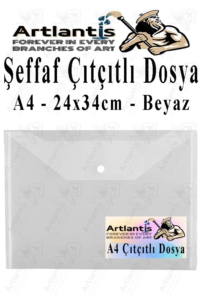 A4 Çıtçıtlı Dosya Şeffaf Renkli Zarf Dosya 1 Adet Çıt Çıtlı Dosya Su Geçirmez 100 Yaprak Kapasite