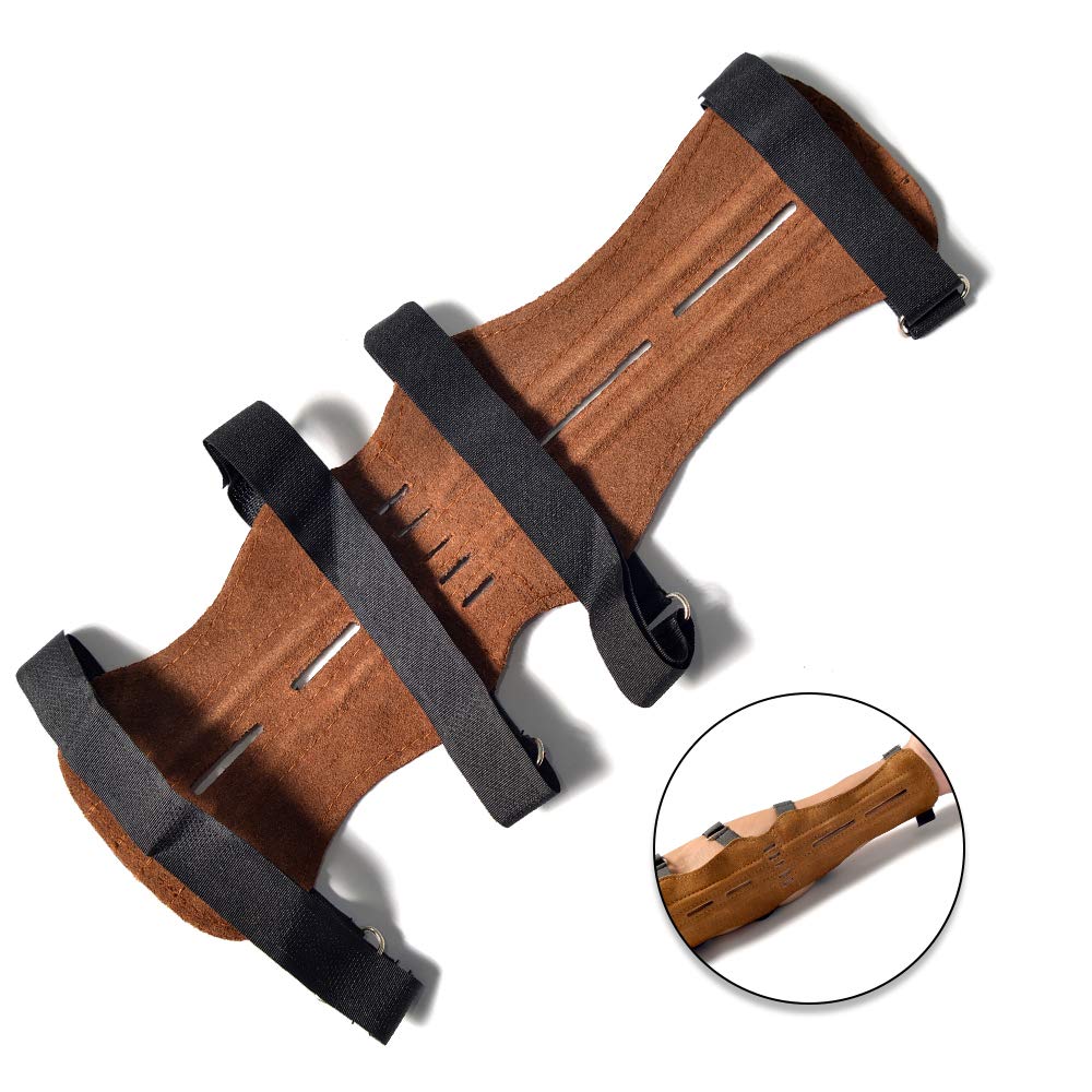 Universe Archery Leather Arm Guards | Bow Arm Protector 4 Strap Archery Guard in 2 Colors | High-Grade Adjustable Leather Armguard | Archery Sports Accessories (Brown)