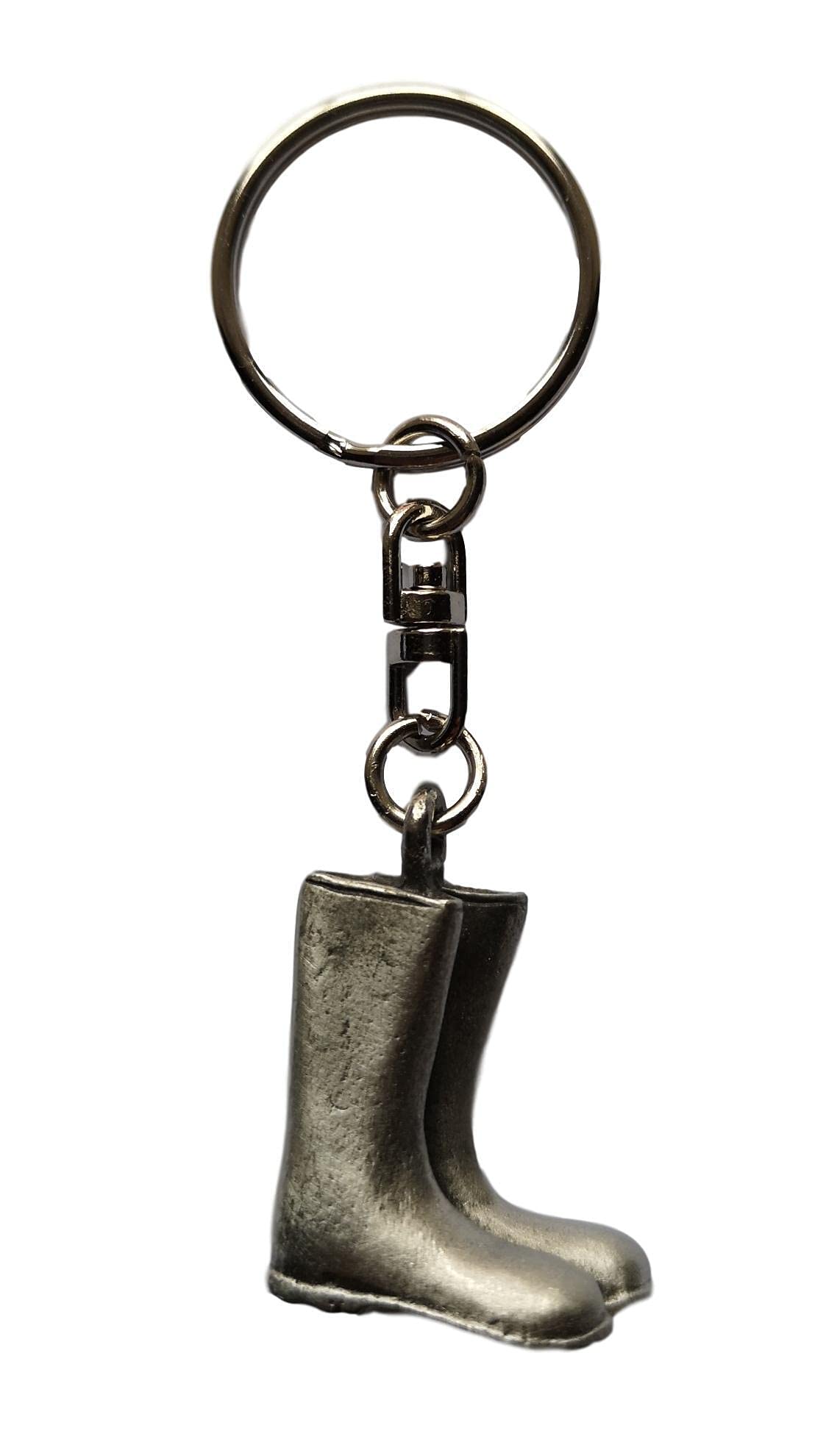 Garden Wellies Wellington Boots Keyring Handcrafted From English Pewter Key Ring in gift pouch