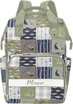 Custom Diaper Bag for baby Customized Baby Bag Personalized Nursing Bags with Name Custom Name Mommy Daypack Bag Tote Bag Gifts Fishing Theme