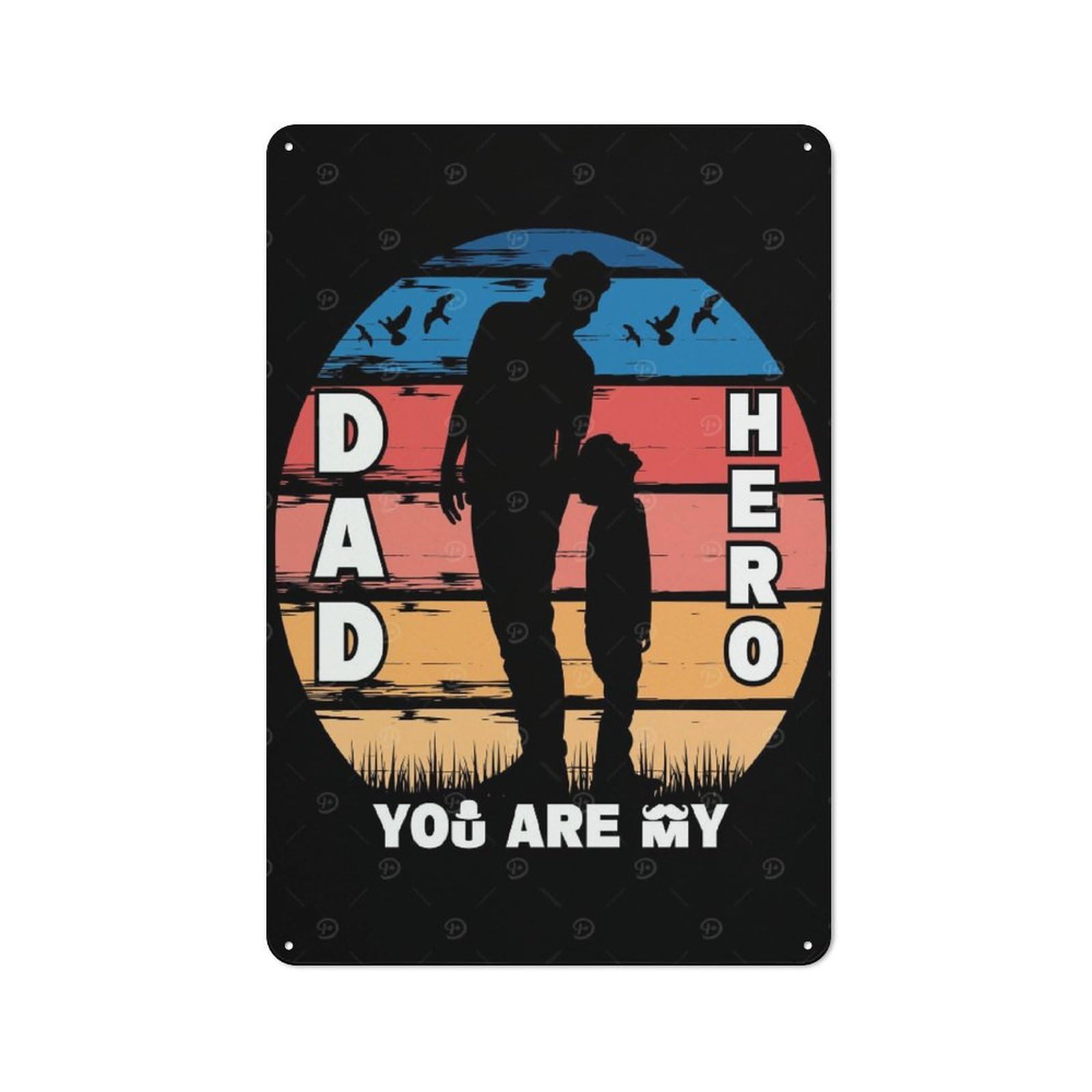 Junmoney Style-14 Retro Metal Wall Sign 30X20cm Featuring Dad You Are My Hero For Pub Or Café, For Garage, Workshop And Man Cave Decoration