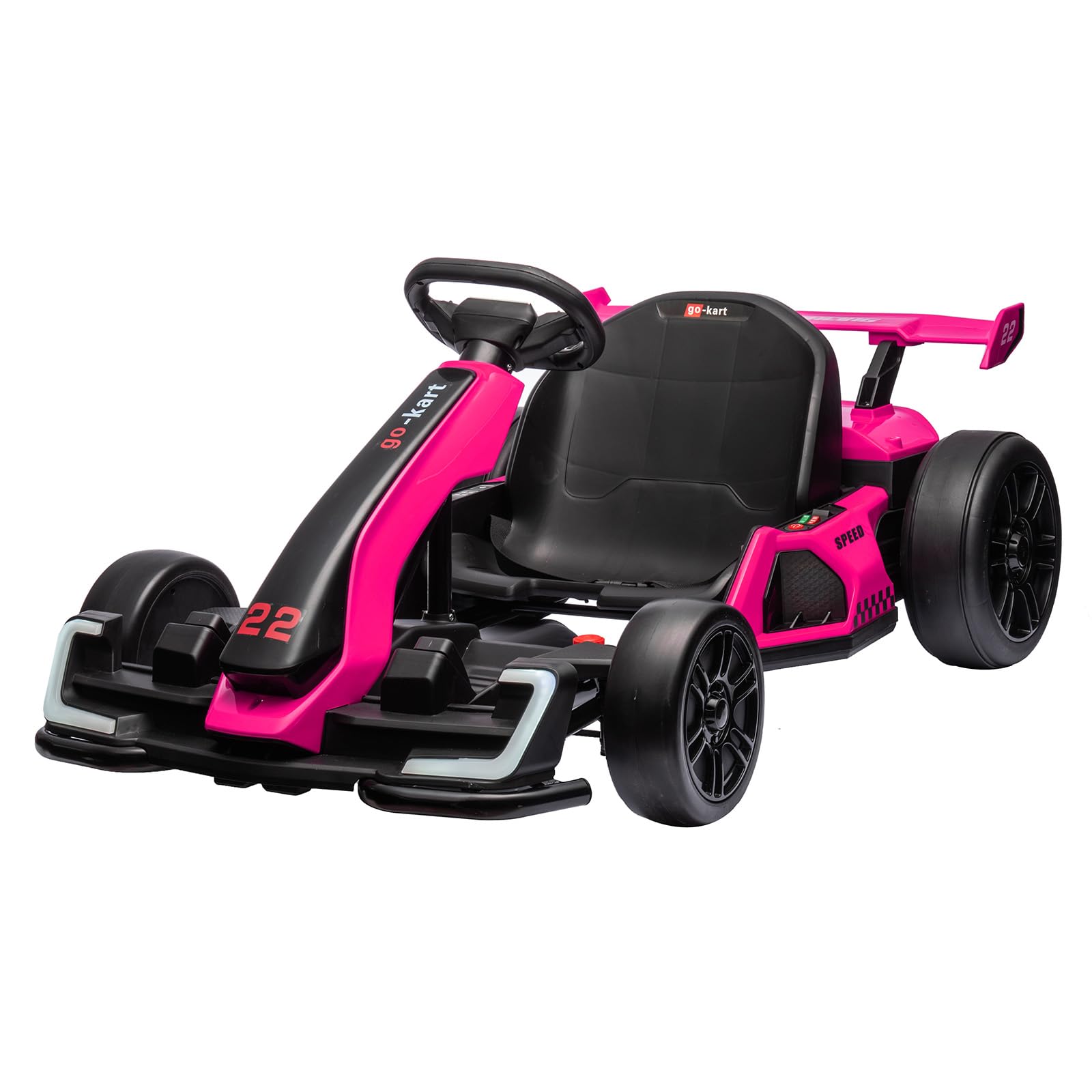 24V Electric Go Kart,300W Powerful Drift Kart for Kids, Electric Pedal Kart,with 300W Strong Motor, Drift/Sport Mode, Big Battery, Eva Tire,Length Adjustmen for Outdoor Racing Toy (Rose)