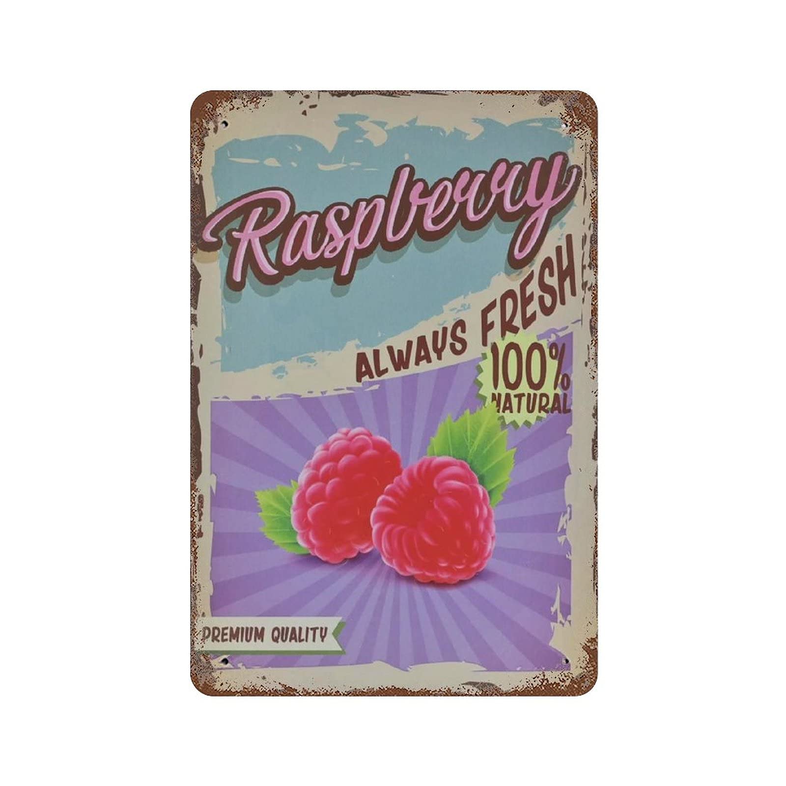 Lawenp Fruit Shop Raspberry Novelty Metal Tin Sighs Plaque Poster for Home Kitchen Diner Bar Pub, Man Cave Wall Decoration 12×8 Inch