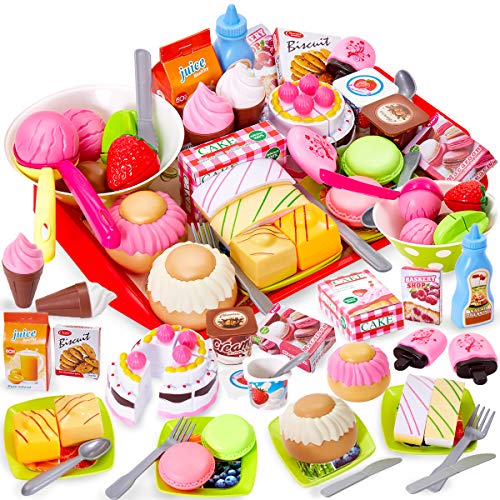 Buyger Comida Cortar Juguete Helados Tarta Cumpleaños Alimentos con Utensilios de Cocina...