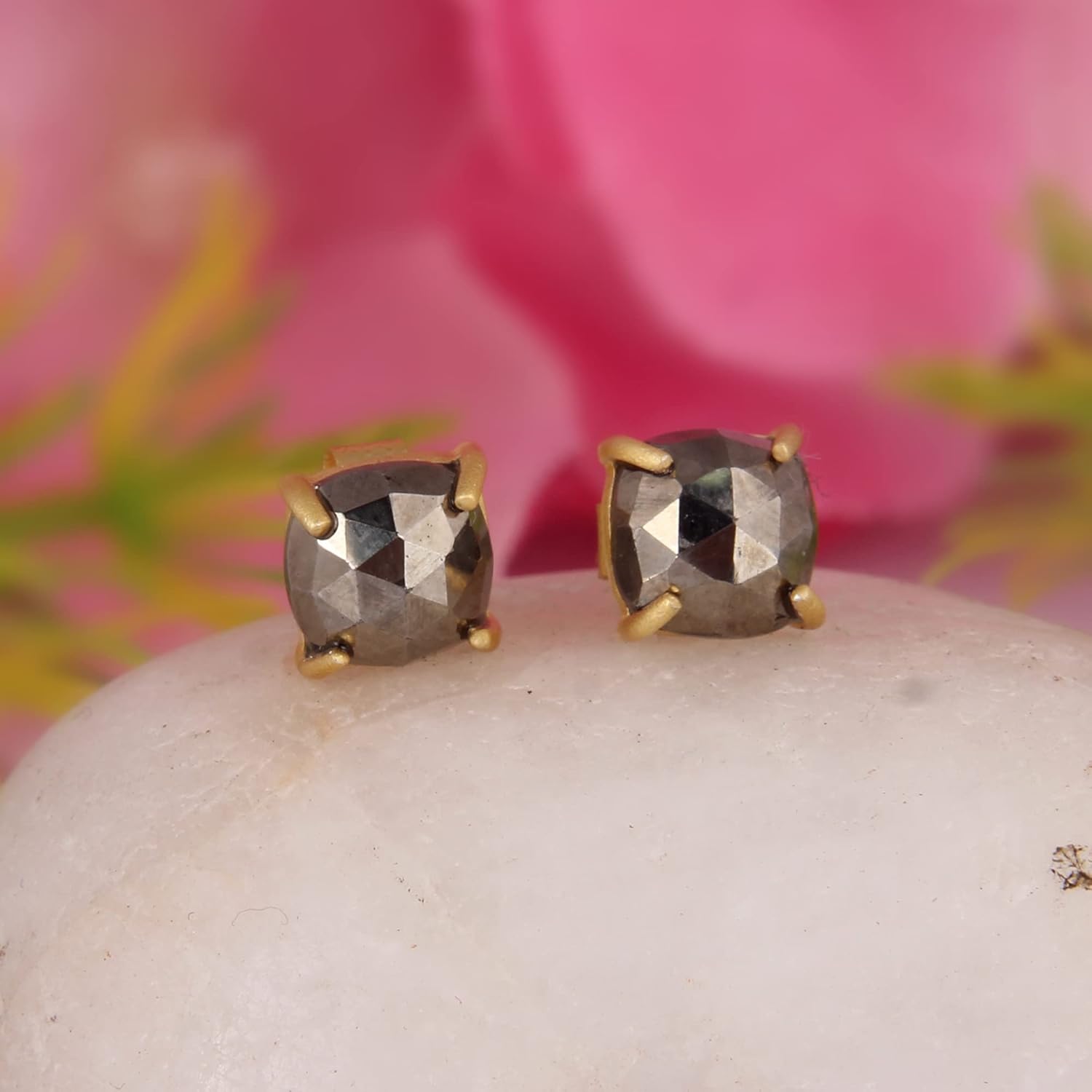 PANOLPY 925 Sterling Silver Cushion Cut Birthstone Stud Earrings for Women