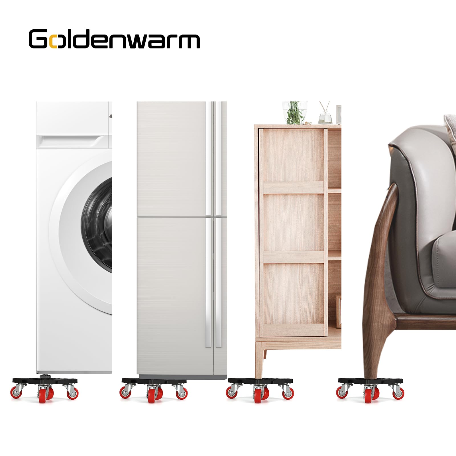 goldenwarm Sollevatore per mobili pesanti, 4 rotelle per mobili con 5 ruote rotanti a 360°, grande carico di 800 kg, tollerato