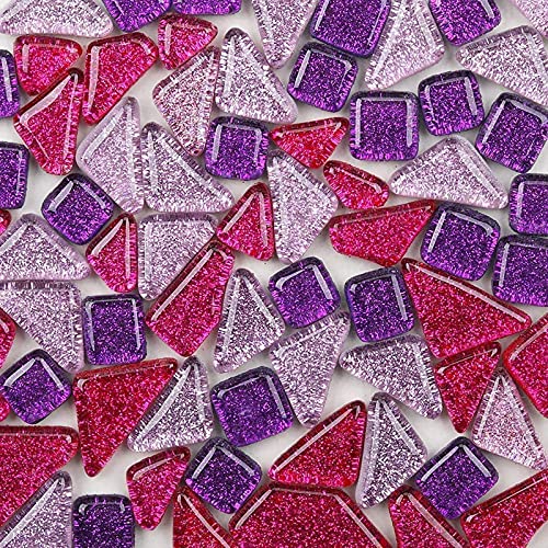 Tessere Mosaico Piastrelle Mosaico Vetro, Colore Misto Irregolari Pezzi di Vetro ,Tessere per Mosaico Piastrelle Assortite per ​Lavori Artigianali,Decorazioni,200g(Brillante)