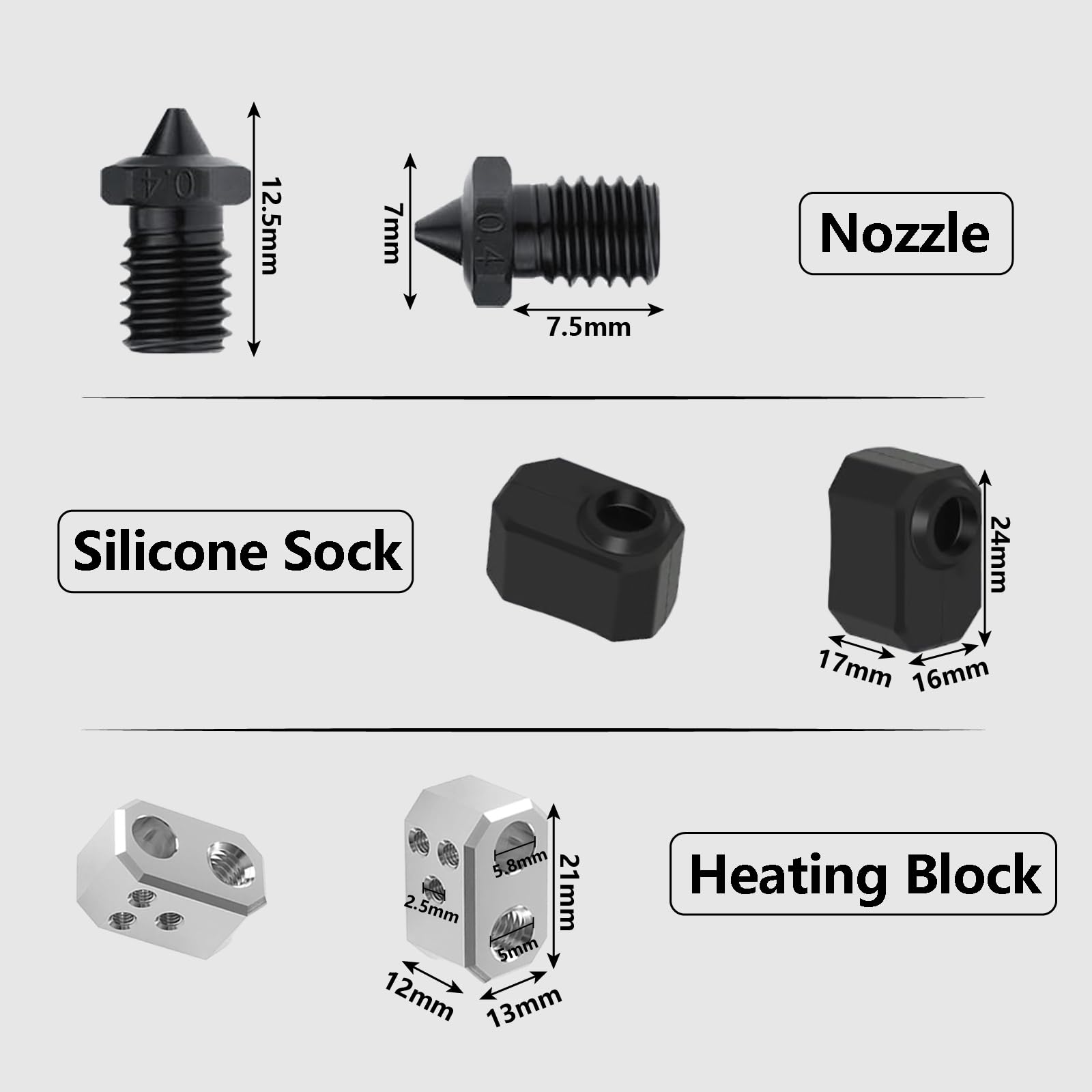 Kit Hotend Pour Imprimante 3D Prusa MK4 / MK4 XL - 24V 40W - Tube En Cuivre+titane - Buse Durcie 0.4mm Incluse