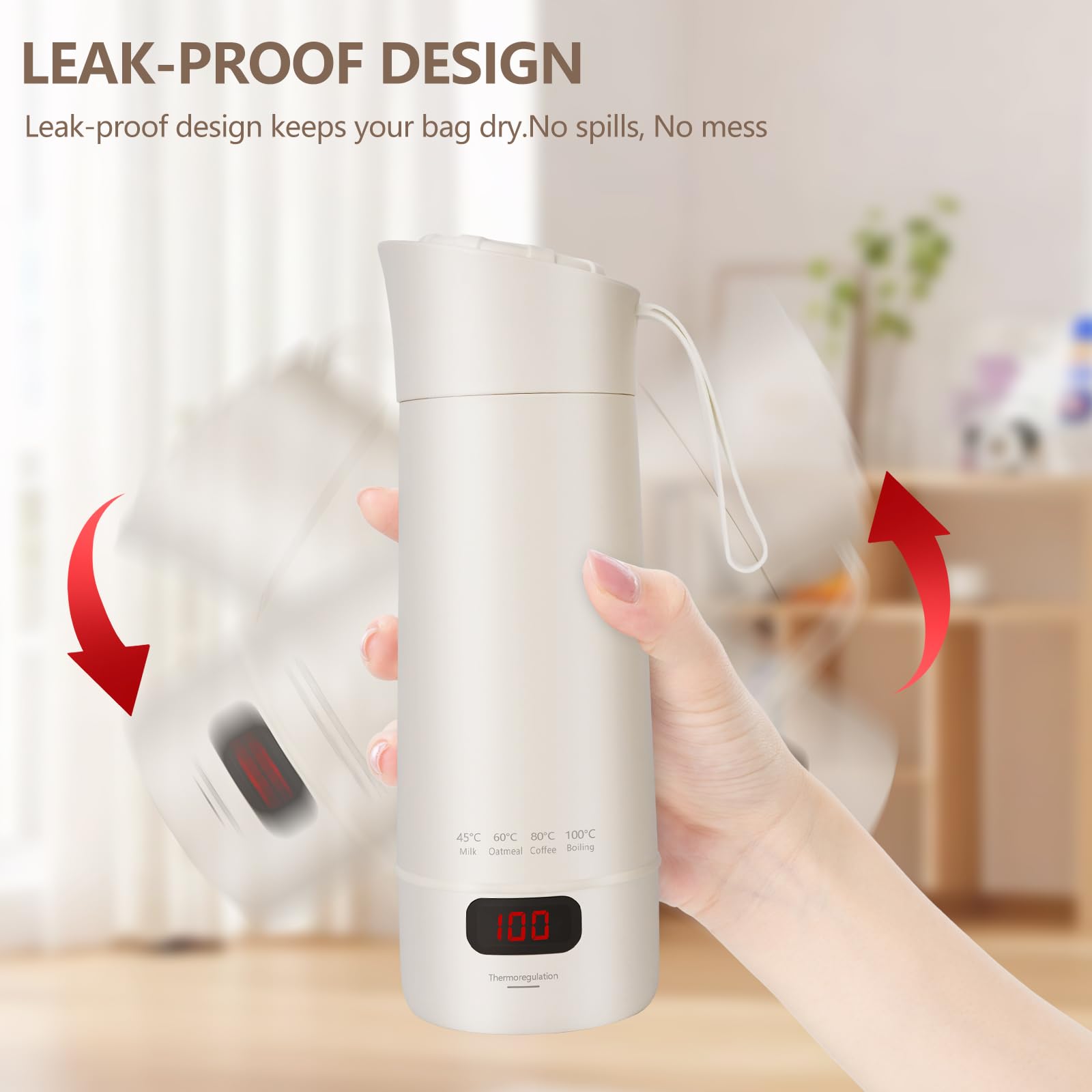 Piccolo bollitore portatile da 400 ml, mini tazza elettrica, scaldabagno rapido da 300 W, regolazione della temperatura, spegnimento automatico, bollitore da viaggio per preparare il tè