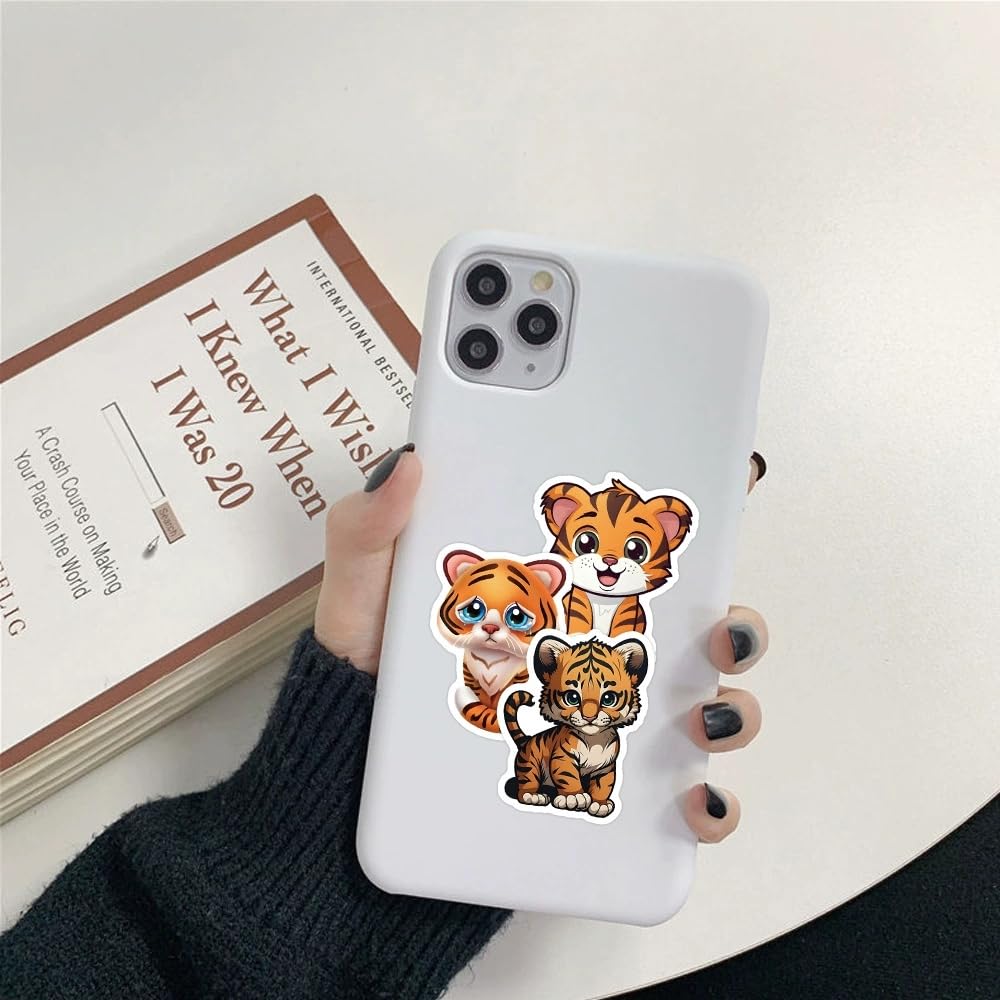 50 Pcs Cute Tiger Stickers Laptop Car Scrapbook Phone Skateboard Suitcase Luggage Bike Animals Vinyl Waterproof Aesthetic Personalised Stickers for Teens Boys Girls Adults - Image 4
