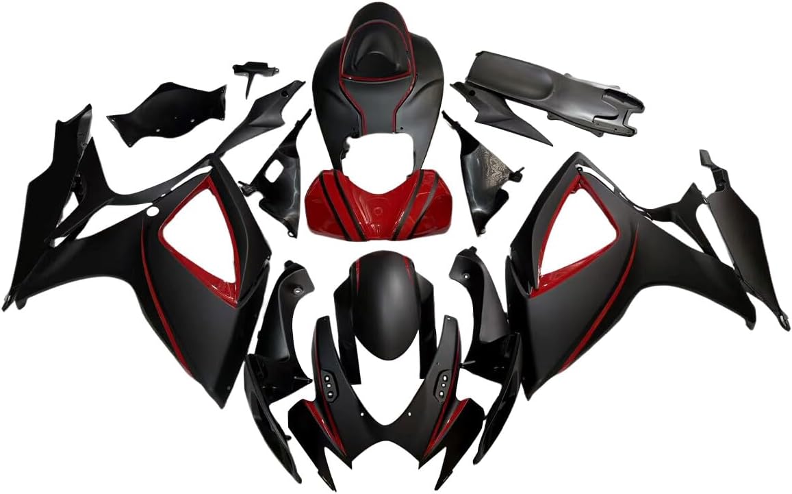 Injection Mold Matte Black Red Fairing Kit Compatible for Suzuki GSXR600 GSXR750 K6 2006 2007 GSXR 600 GSXR 750 06 07 ABS Motorcycle Body Kit Bodywork