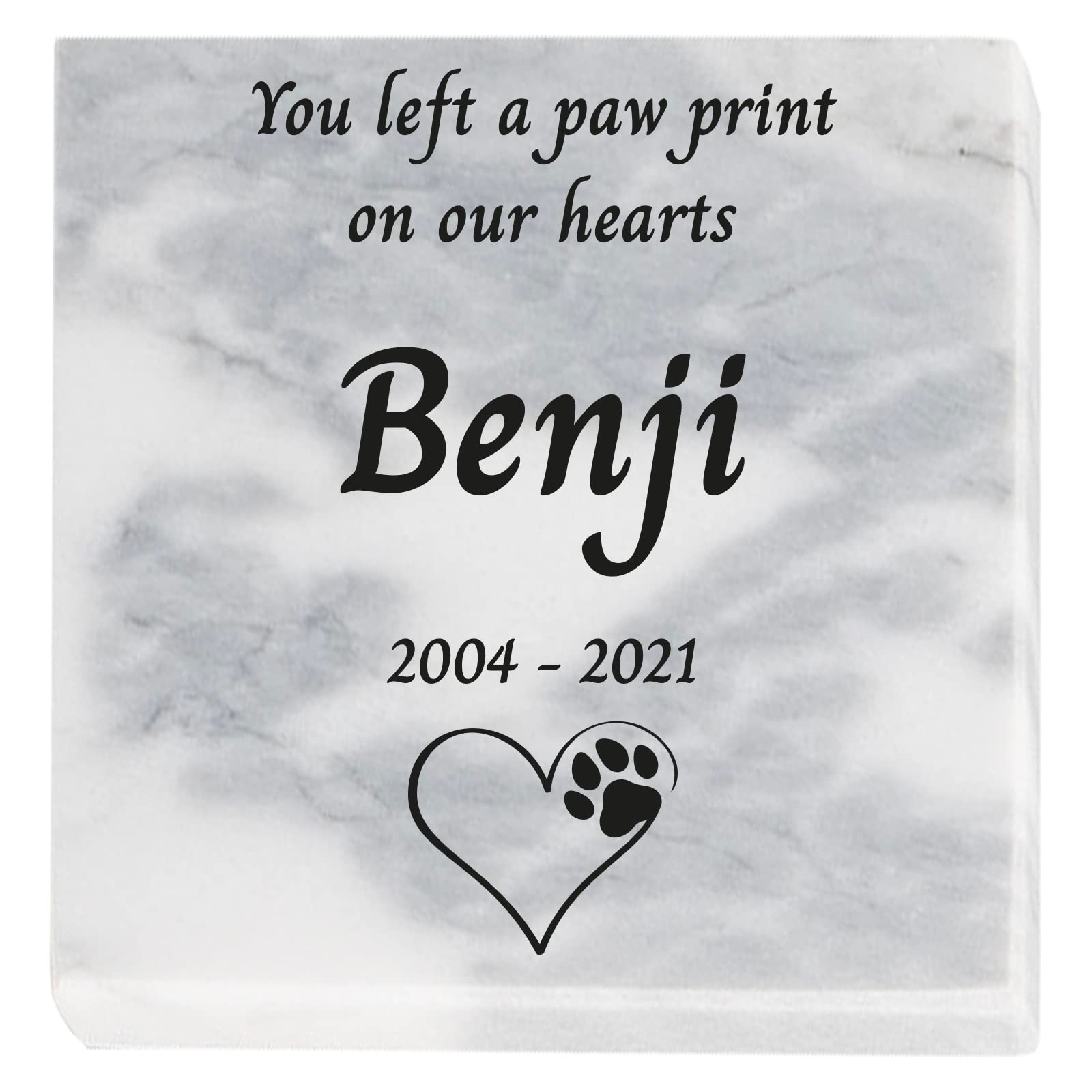 Personalised Memorial Plaque for Pet Dog 100mm square marble