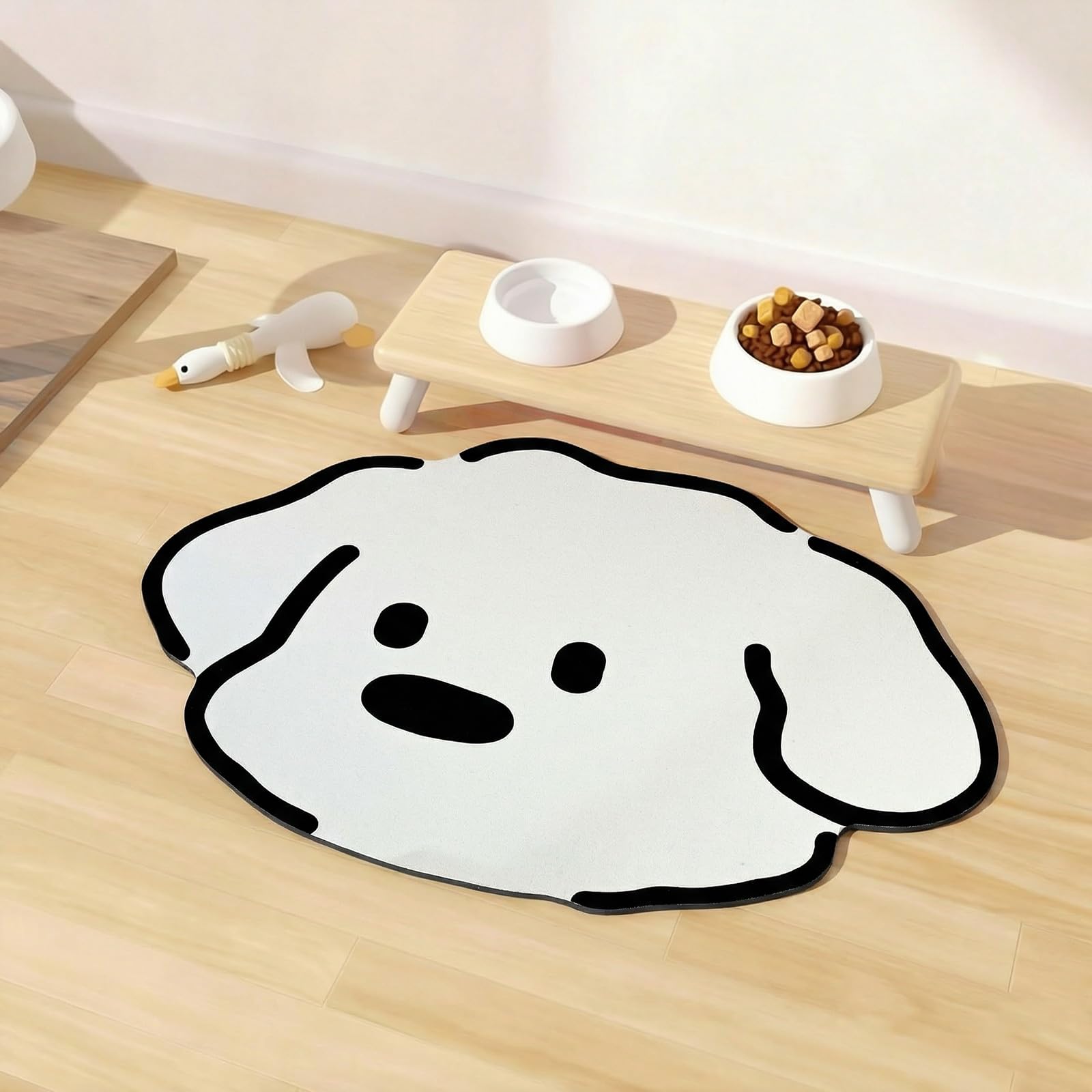 Dog Bowl Mat - 40 x 60 cm Large Quick-Drying Feeding Mat, Non-Slip Dog Feeding Bowl Mat Mat, Absorbent Bowl Mat Cat Bowl Mat (40 x 60 cm, Cute Puppy)