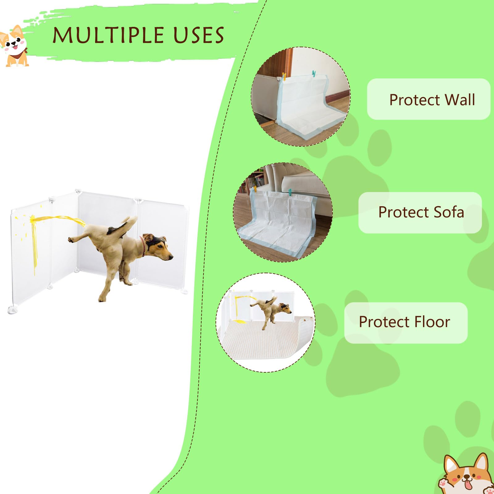 Muro per pipì per cani maschi, adatto per la maggior parte dei tappetini per pipì per cani, previene la pipì dal lato del tappetino, facile da pulire (erba e vassoio non sono inclusi)