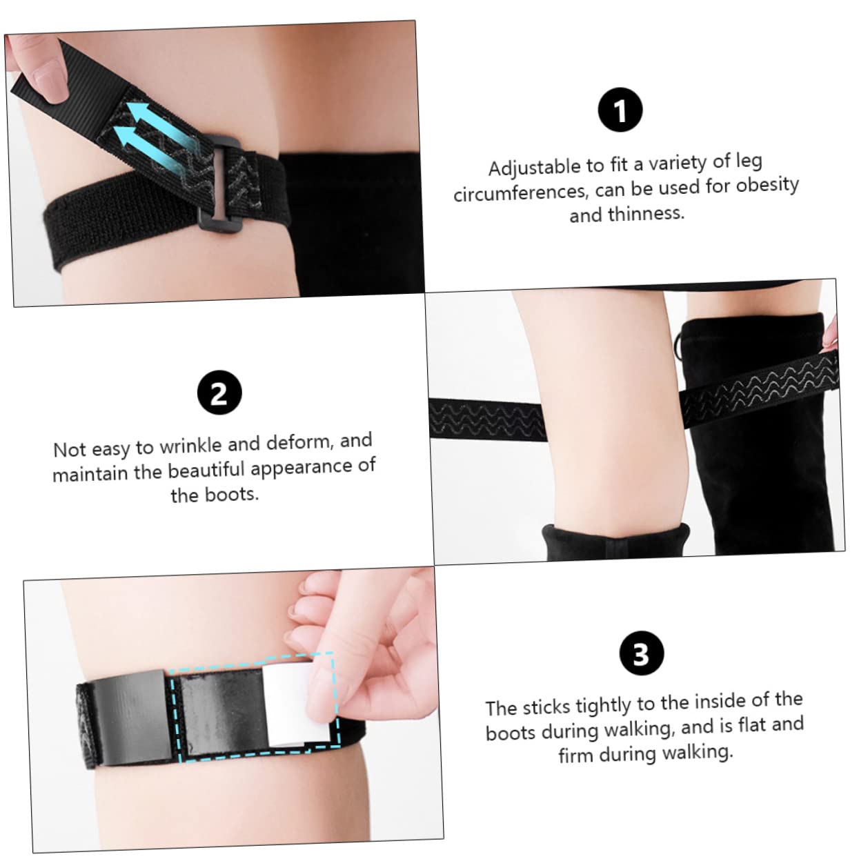 FOMIYES Elastic Straps for Boots 2 Self-adhesive Straps Adjustable Anti-drop Over-the- Accessory