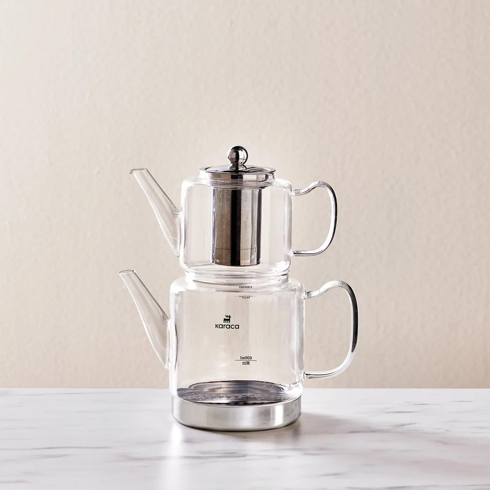 KARACA Dora XLarge Glass Induction Teapot Set, 2.6L, Transparent, Borosilicate Glass, Stainless Steel Strainer โ image 1