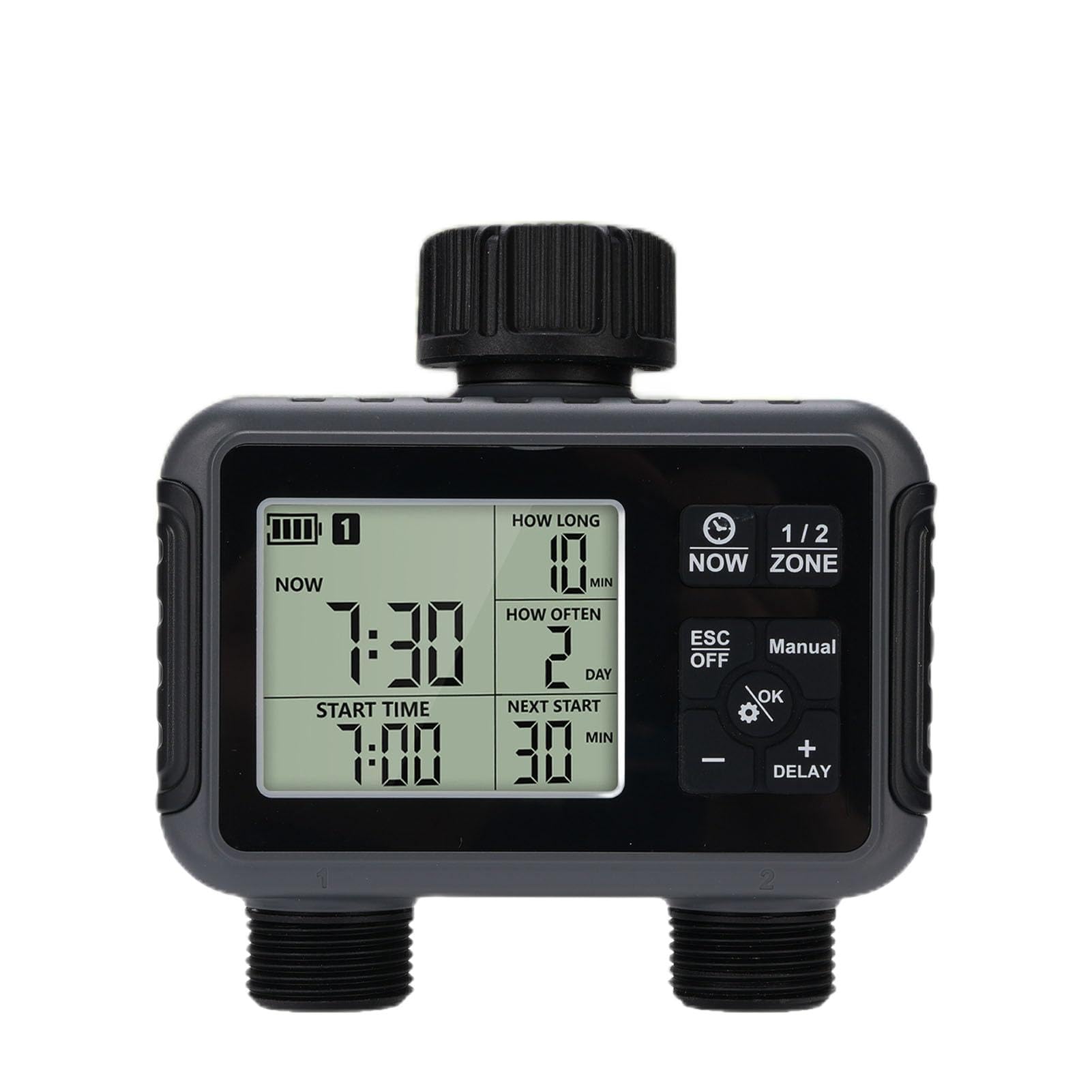 Sprinkler Timer, Programmable Hose Timer with Rain Delay, ManualAutomatic Watering System, IPX5 Digital Irrigation for Garden, Lawn, Pool, 2 Outlets