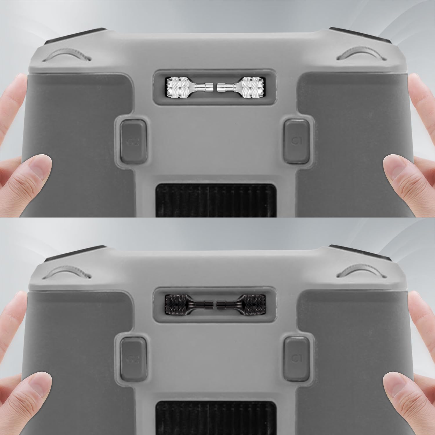 TOYMIS Steuerknüppel-Zubehör Für DJI Mini 3 Pro Drohne – 4 Stück, Abnehmbar, Silber/schwarz, Aus Aluminiumlegierung